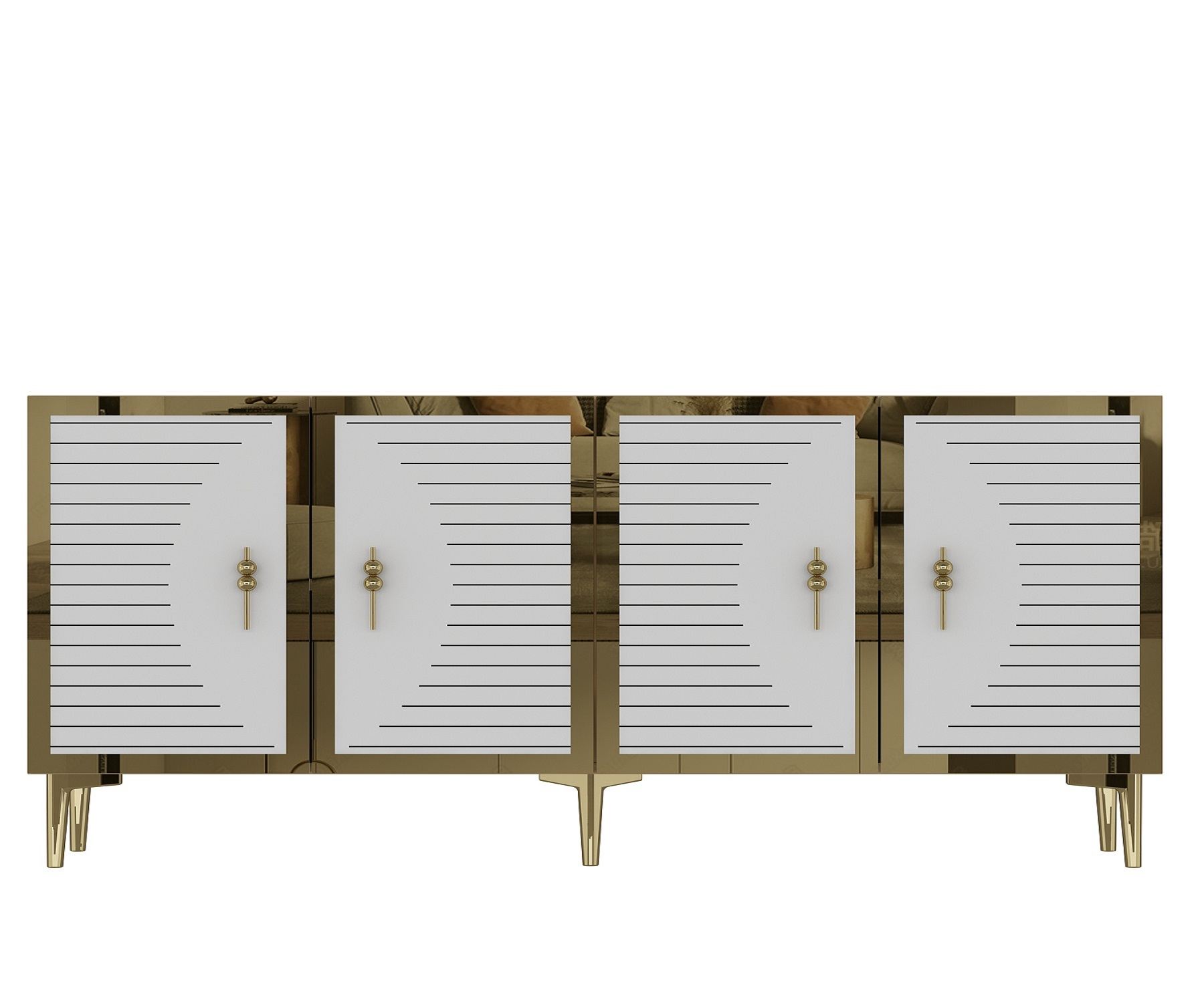 Consolă Hanah Home, PAL melaminat, 180 x 32 x 75 cm, sapphire stejar/alb/auriu, 555CHM1320 — imaginea 4