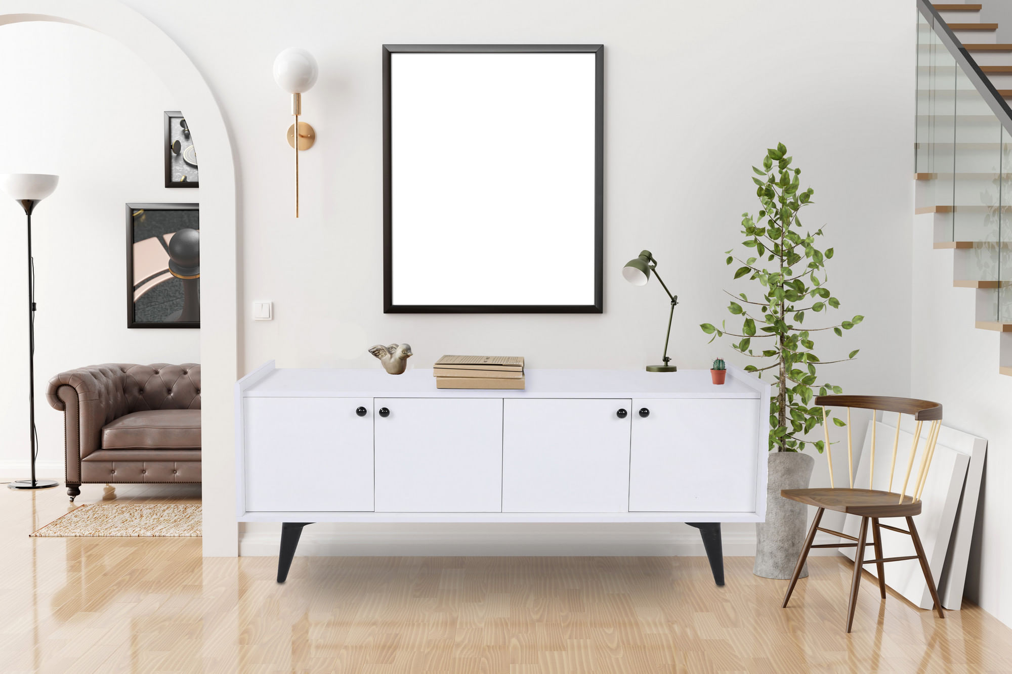 Consolă Hanah Home, PAL melaminat, 150 x 62 x 40 cm, alb, 811MDD3431 — imaginea 4