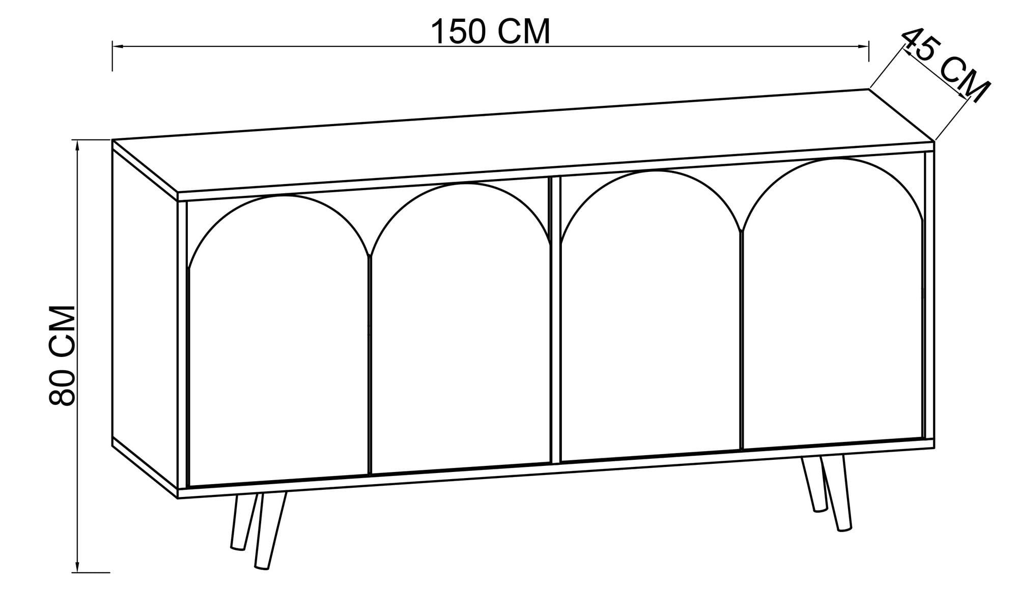 Consolă Hanah Home, PAL melaminat, 150 x 45 x 80 cm, sapphire stejar/alb, 469ORN1518 — imaginea 2