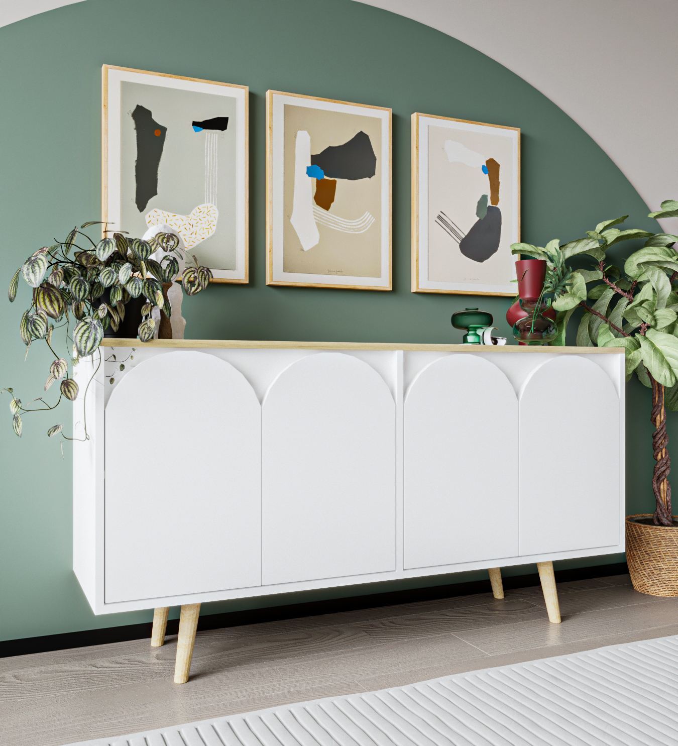 Consolă Hanah Home, PAL melaminat, 150 x 45 x 80 cm, sapphire stejar/alb, 469ORN1518 — imaginea 4