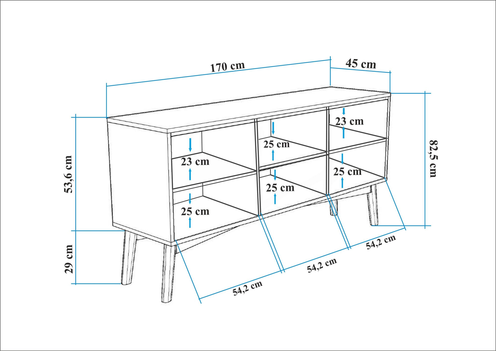 Consolă Hanah Home, PAL melaminat, 170 x 45 x 82.5 cm, atlantic pine, 869VEL1736 — imaginea 5