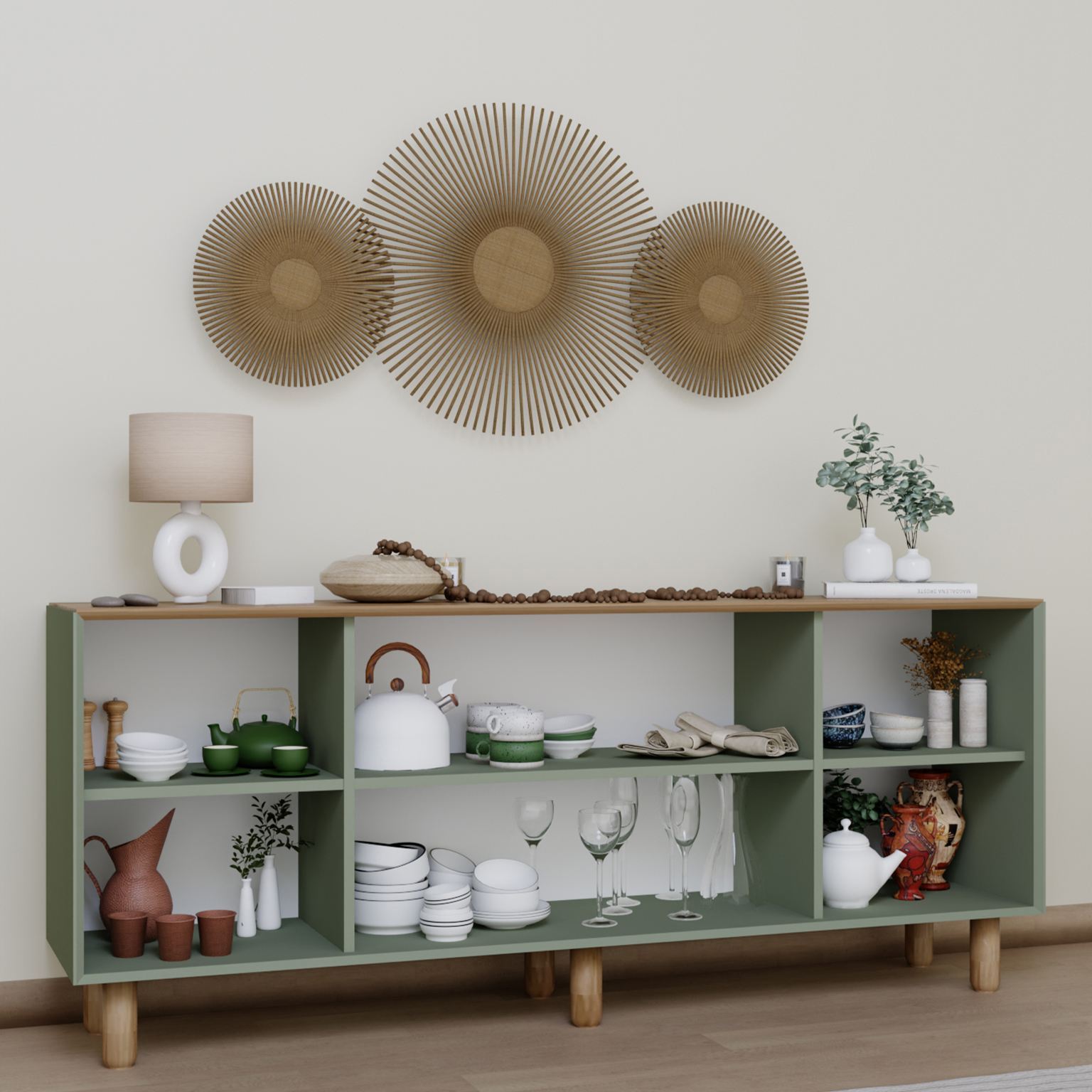 Consolă Hanah Home, PAL melaminat, 180 x 40 x 75 cm, verde, 350MWD1502 — imaginea 6