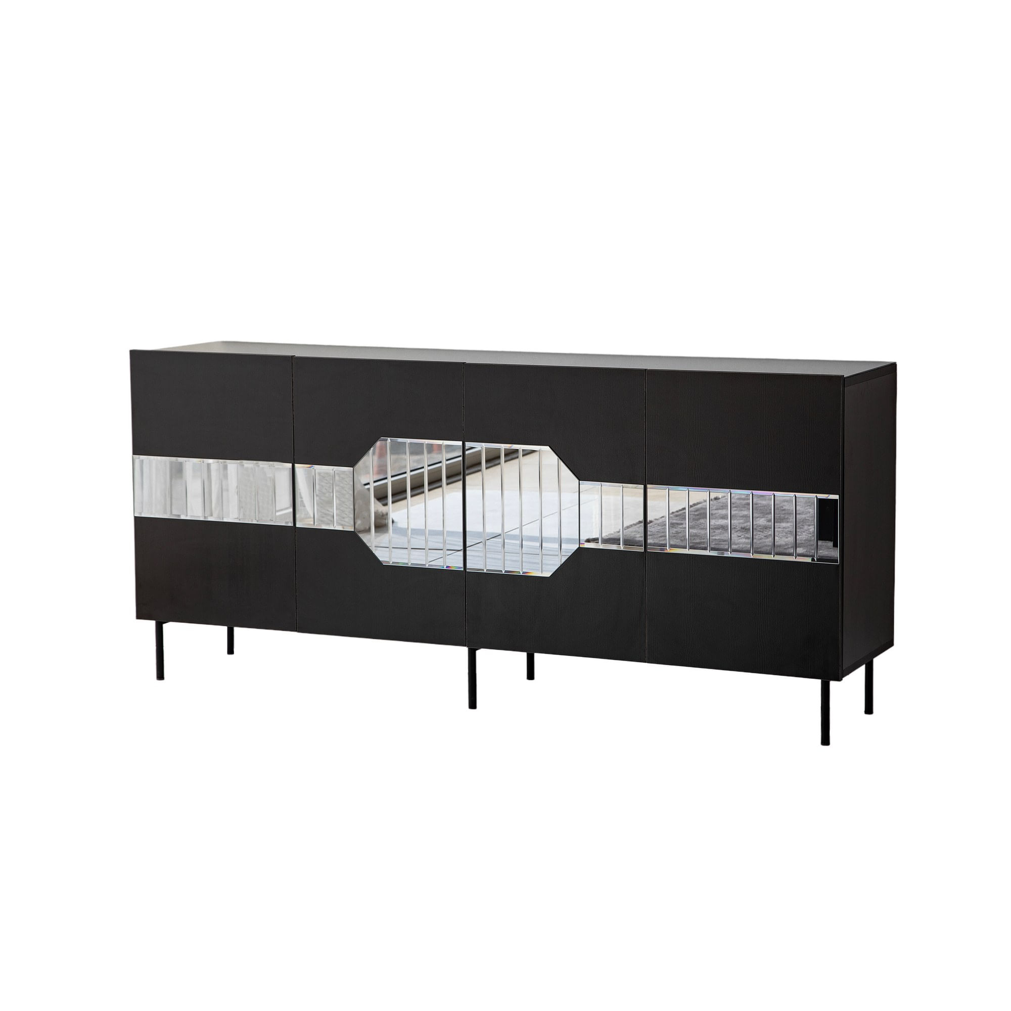 Consolă Hanah Home, PAL melaminat, 180 x 40 x 80 cm, negru/fume, 552NOS1806 — imaginea 4
