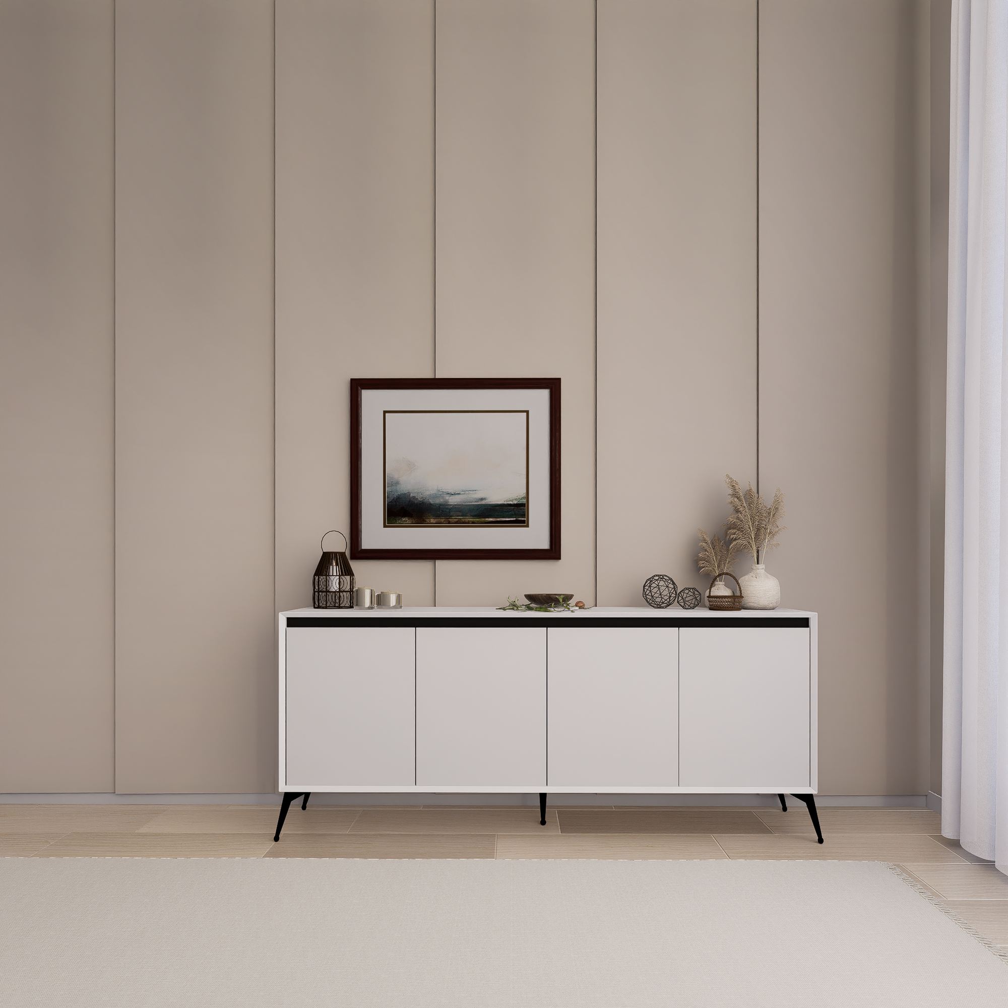 Consolă Hanah Home, PAL melaminat, 180 x 37.3 x 80 cm, alb, 350MWD1510 — imaginea 2