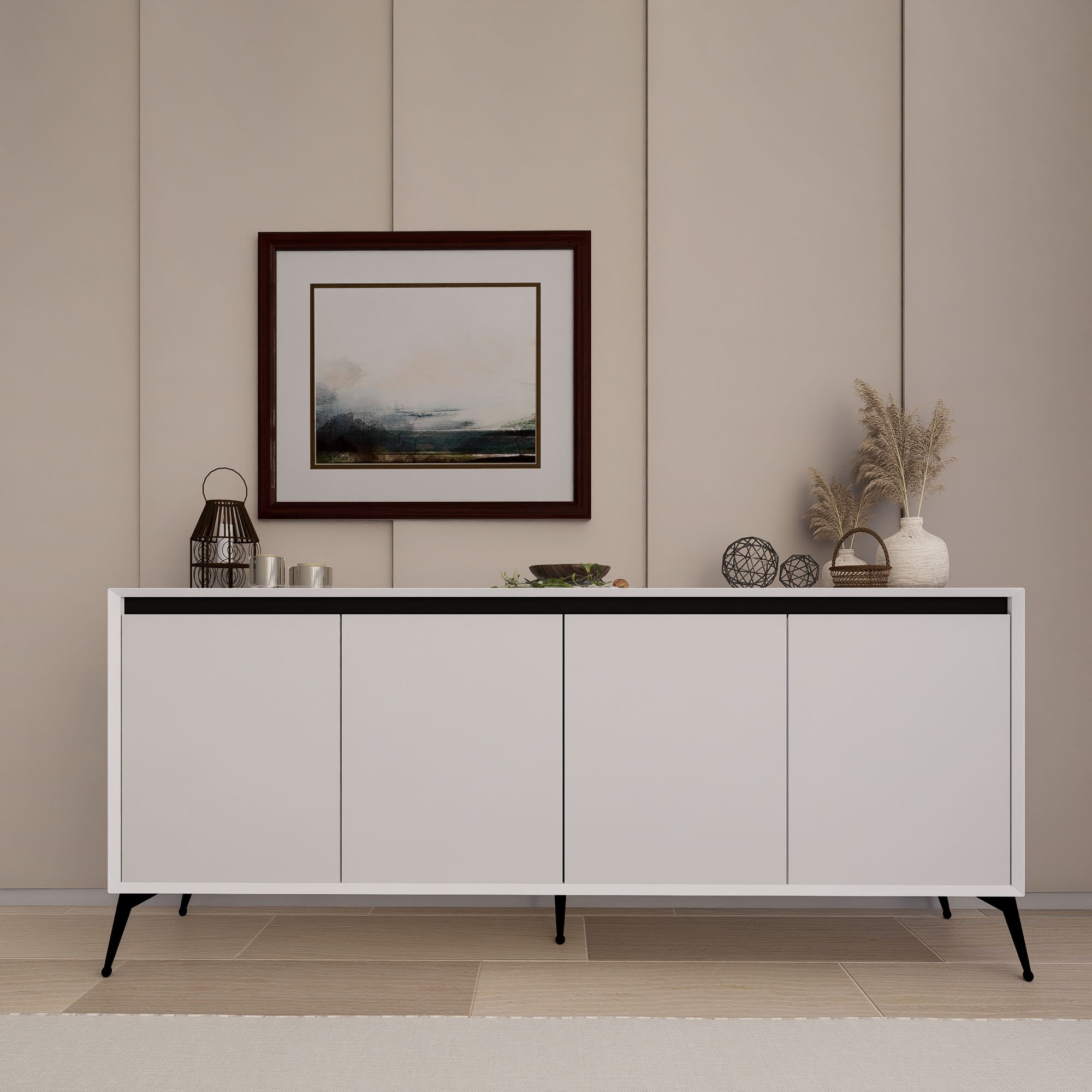 Consolă Hanah Home, PAL melaminat, 180 x 37.3 x 80 cm, alb, 350MWD1510 — imaginea 3
