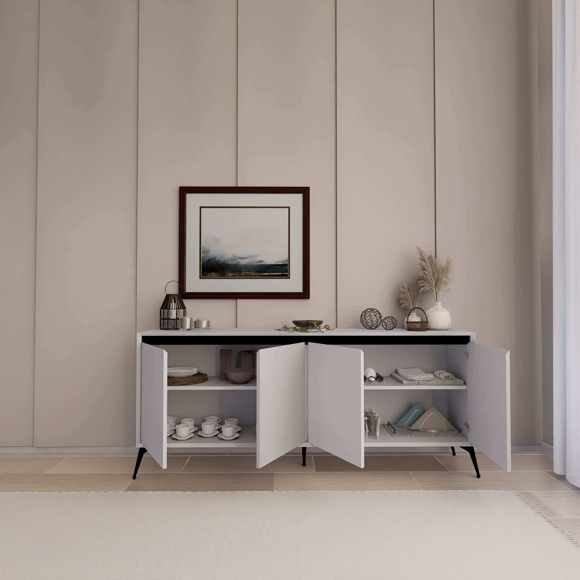 Consolă Hanah Home, PAL melaminat, 180 x 37.3 x 80 cm, alb, 350MWD1510 — imaginea 4