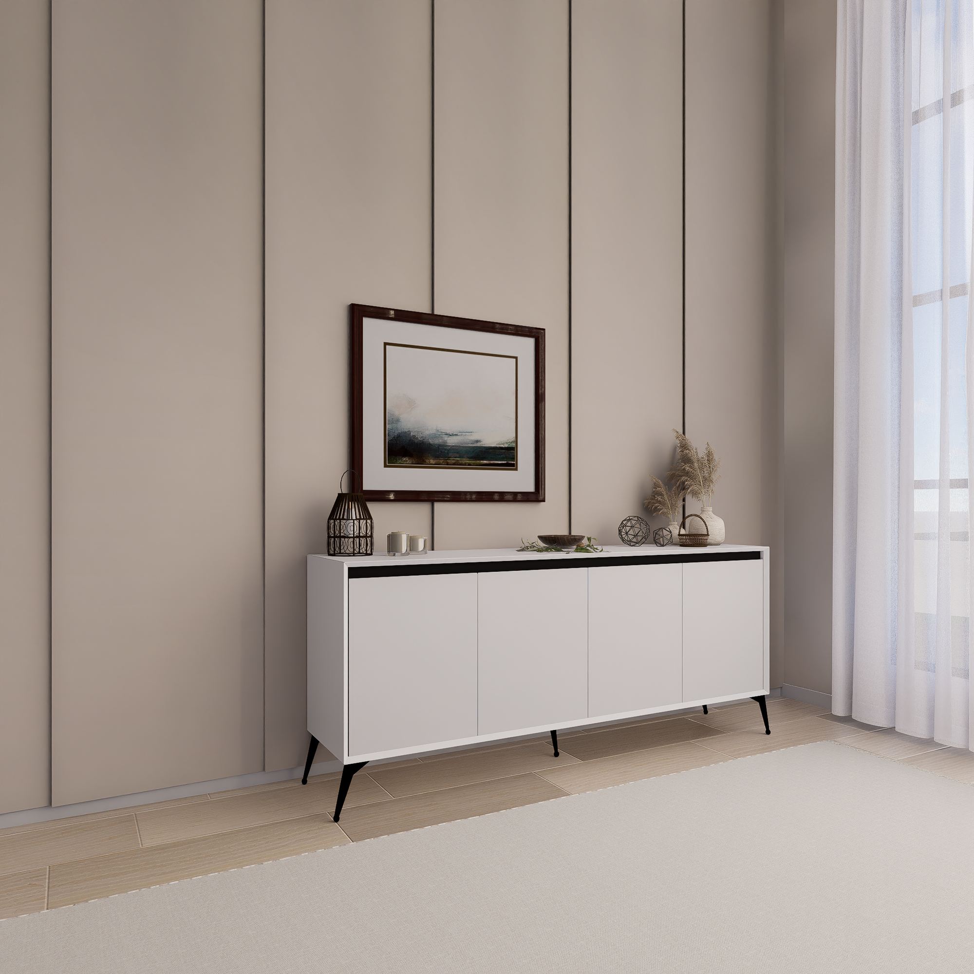 Consolă Hanah Home, PAL melaminat, 180 x 37.3 x 80 cm, alb, 350MWD1510 — imaginea 6