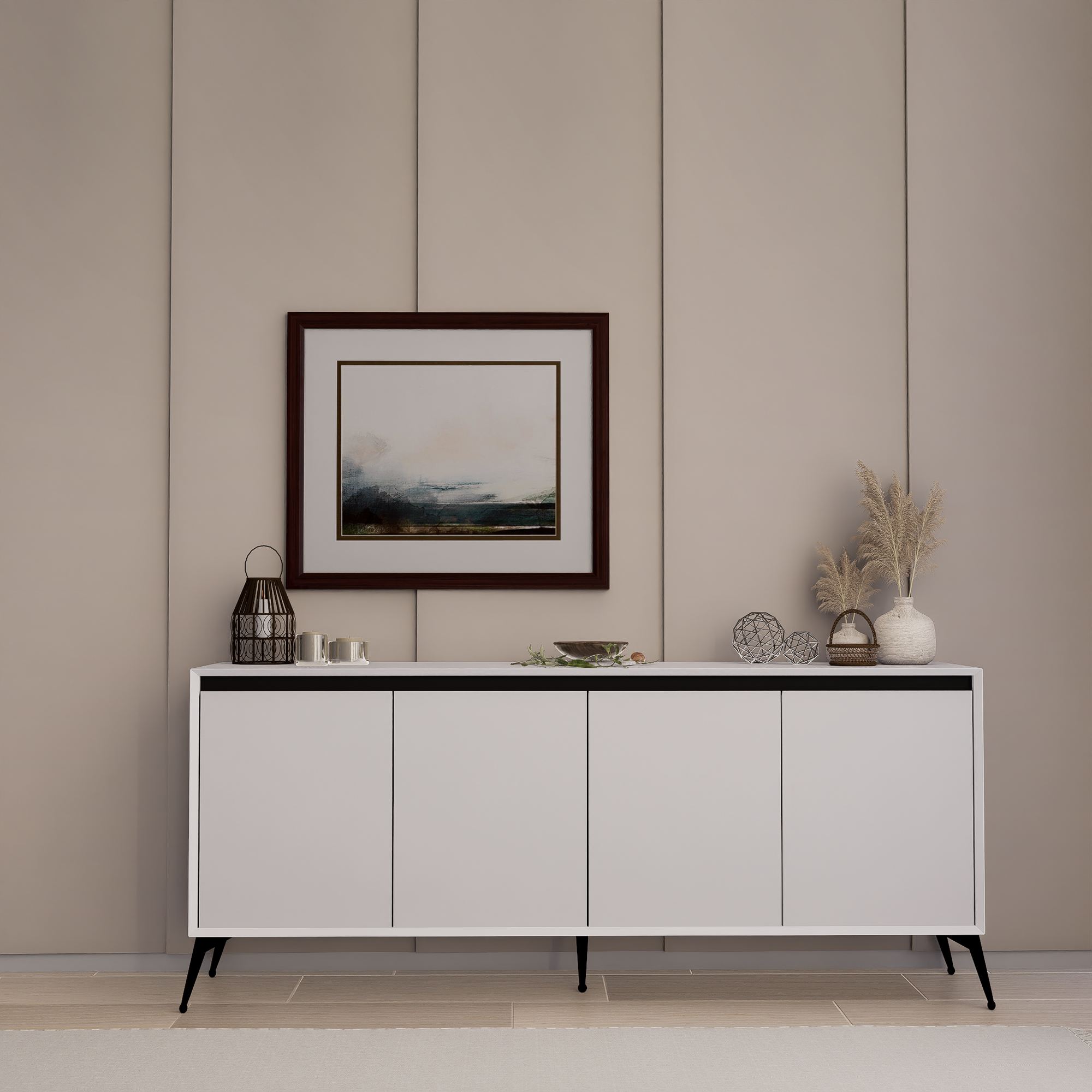 Consolă Hanah Home, PAL melaminat, 180 x 37.3 x 80 cm, alb, 350MWD1510 — imaginea 7