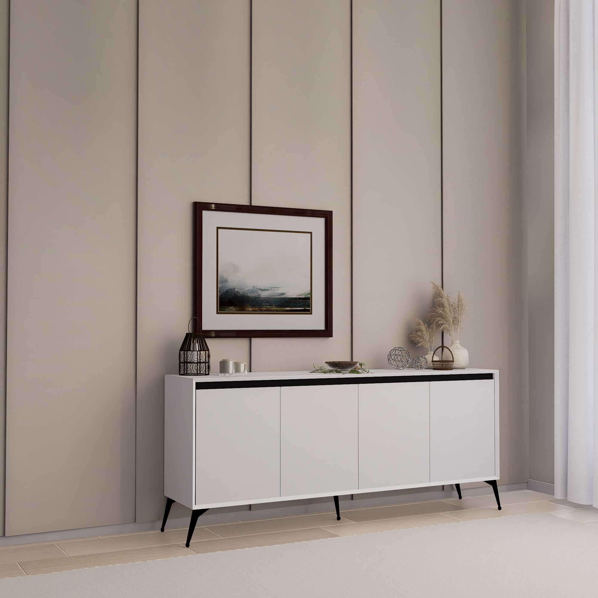 Consolă Hanah Home, PAL melaminat, 180 x 37.3 x 80 cm, alb, 350MWD1510 — imaginea 8