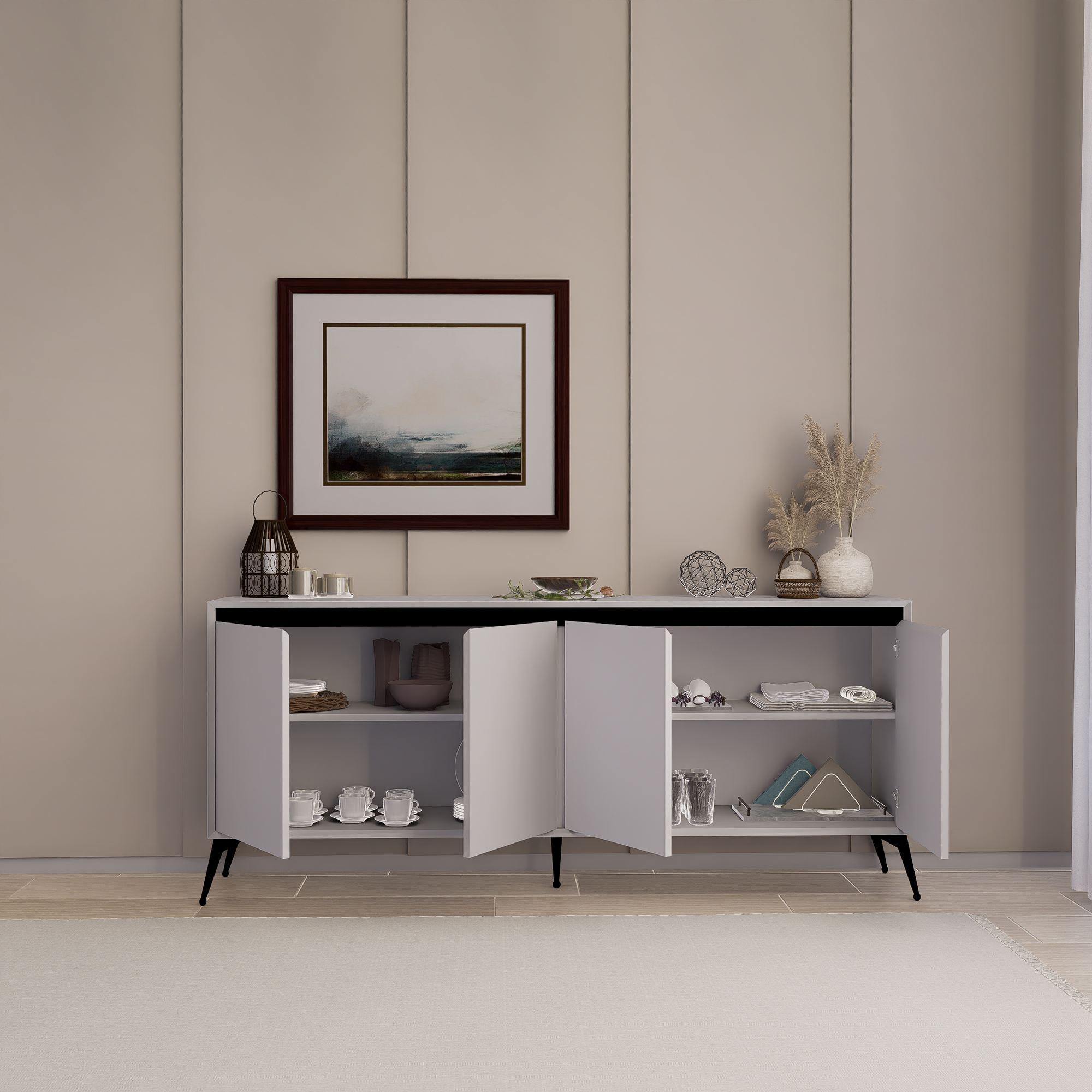 Consolă Hanah Home, PAL melaminat, 180 x 37.3 x 80 cm, alb, 350MWD1510 — imaginea 10