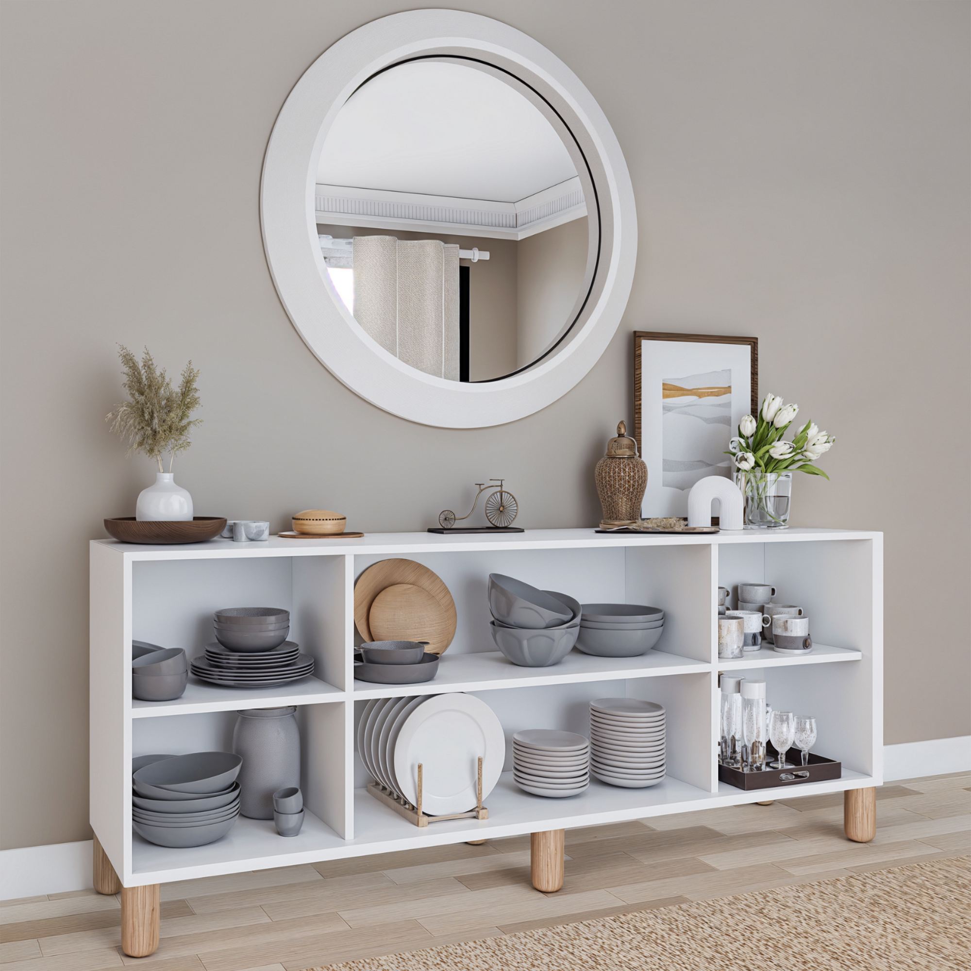 Consolă Hanah Home, PAL melaminat, 180 x 40 x 75 cm, alb, 350MWD1503 — imaginea 5