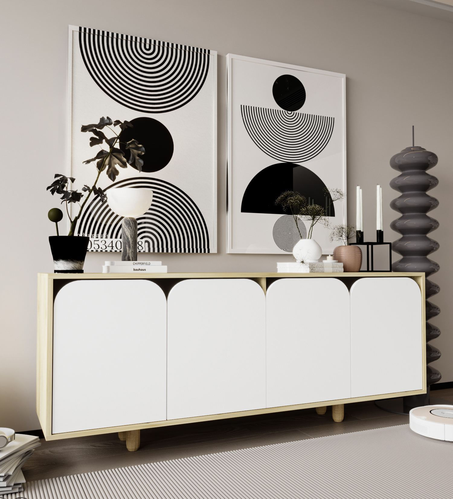 Consolă Hanah Home, PAL melaminat, 180 x 45 x 75 cm, sapphire stejar/alb, 469ORN1511 — imaginea 3