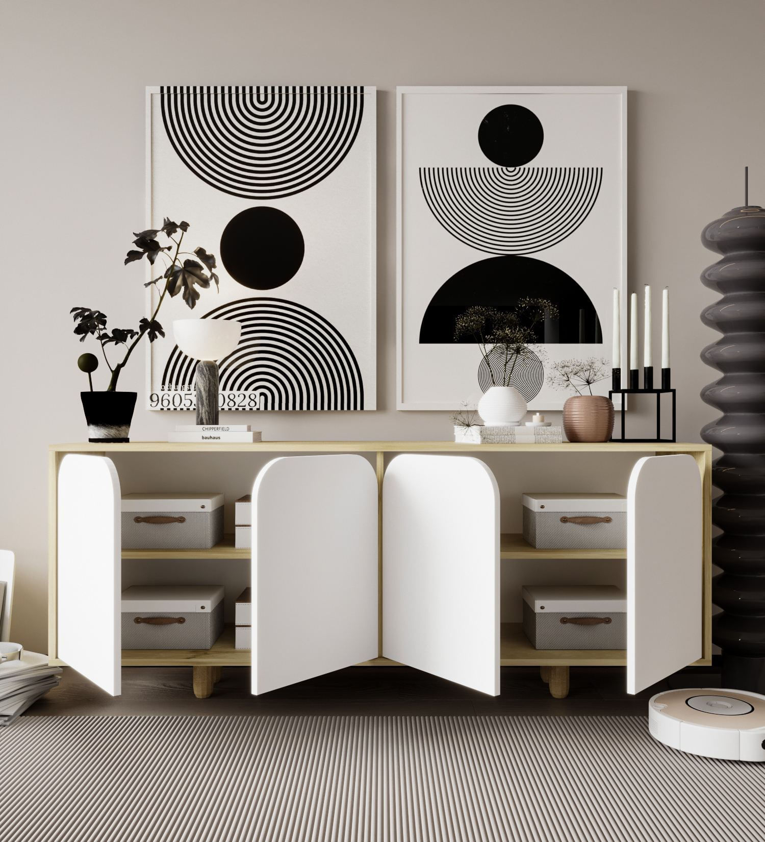Consolă Hanah Home, PAL melaminat, 180 x 45 x 75 cm, sapphire stejar/alb, 469ORN1511 — imaginea 5