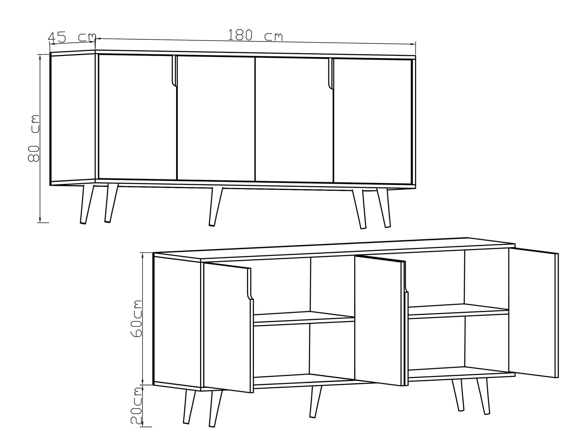 Consolă Hanah Home, PAL melaminat, 180 x 45 x 80 cm, alb, 469ORN1509 — imaginea 3