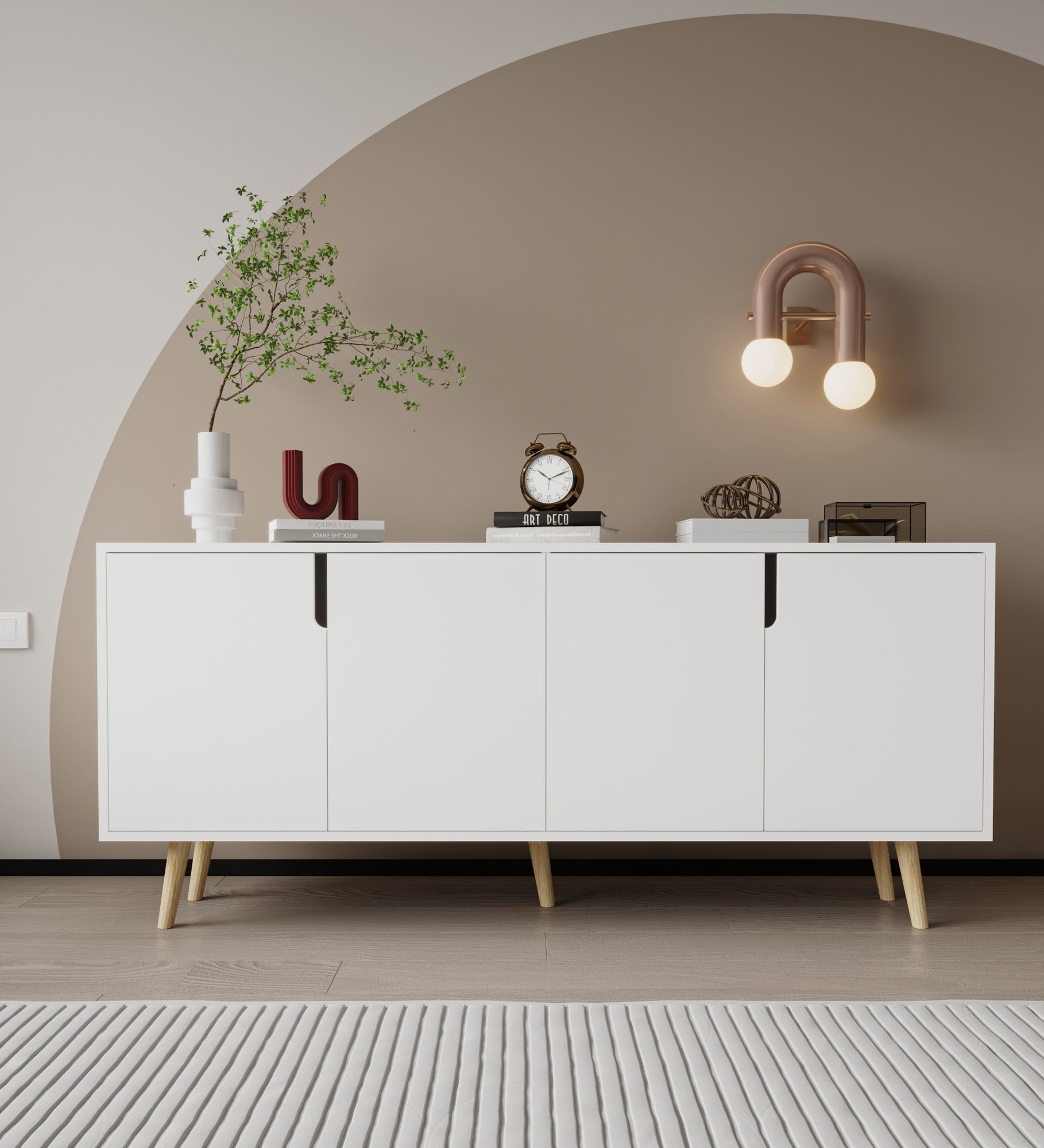 Consolă Hanah Home, PAL melaminat, 180 x 45 x 80 cm, alb, 469ORN1509 — imaginea 4