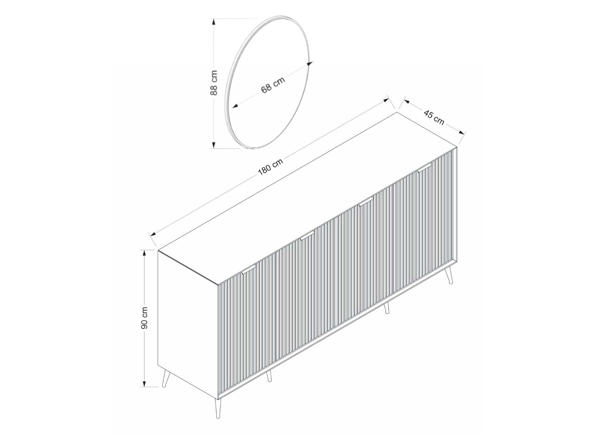 Consolă Hanah Home, PAL melaminat, 180 x 45 x 90 cm, bej nisipiu, 506MNR1325 — imaginea 2