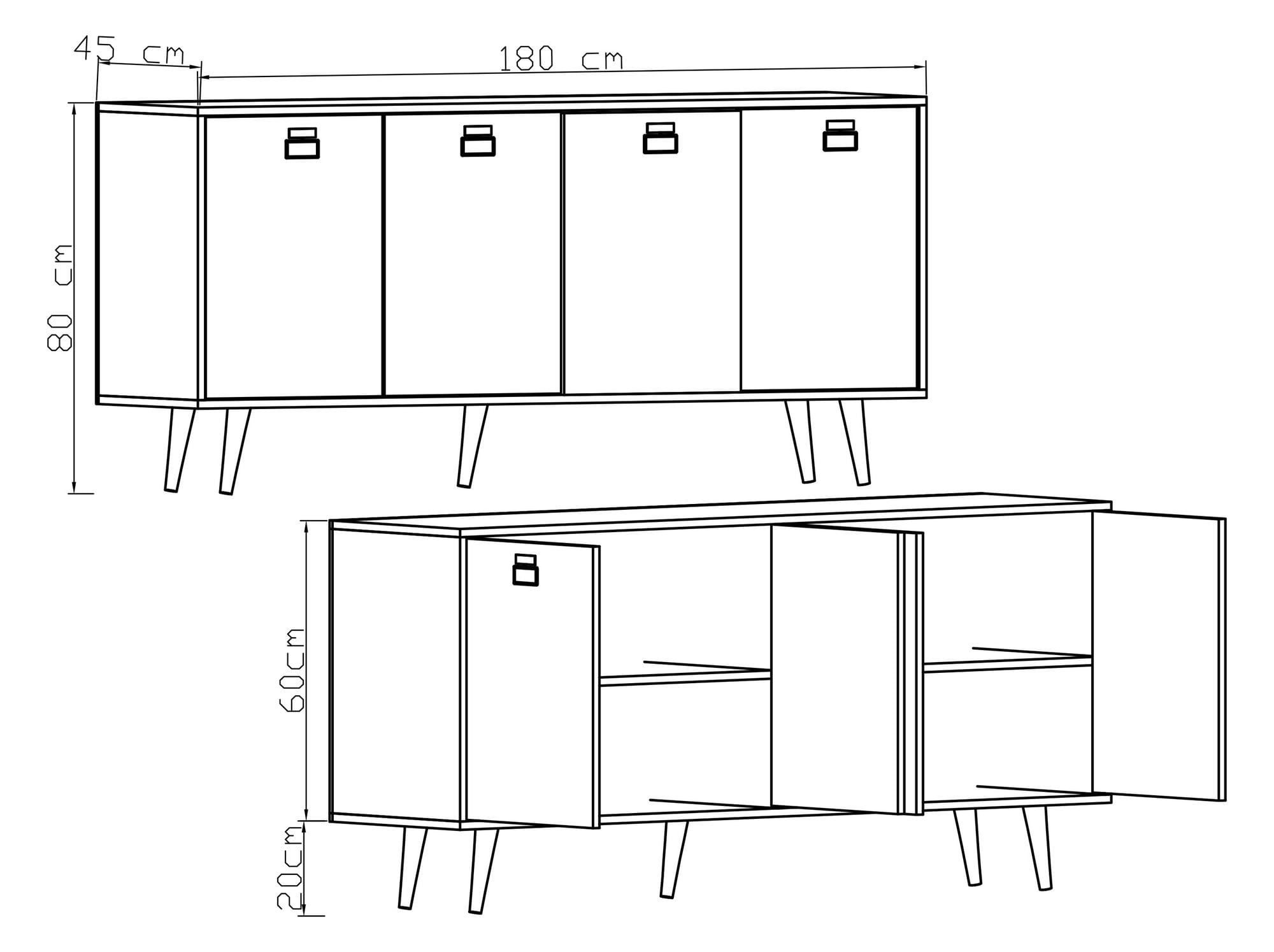 Consolă Hanah Home, PAL melaminat, 180 x 45 x 80 cm, sapphire stejar/antracit, 469ORN1503 — imaginea 2