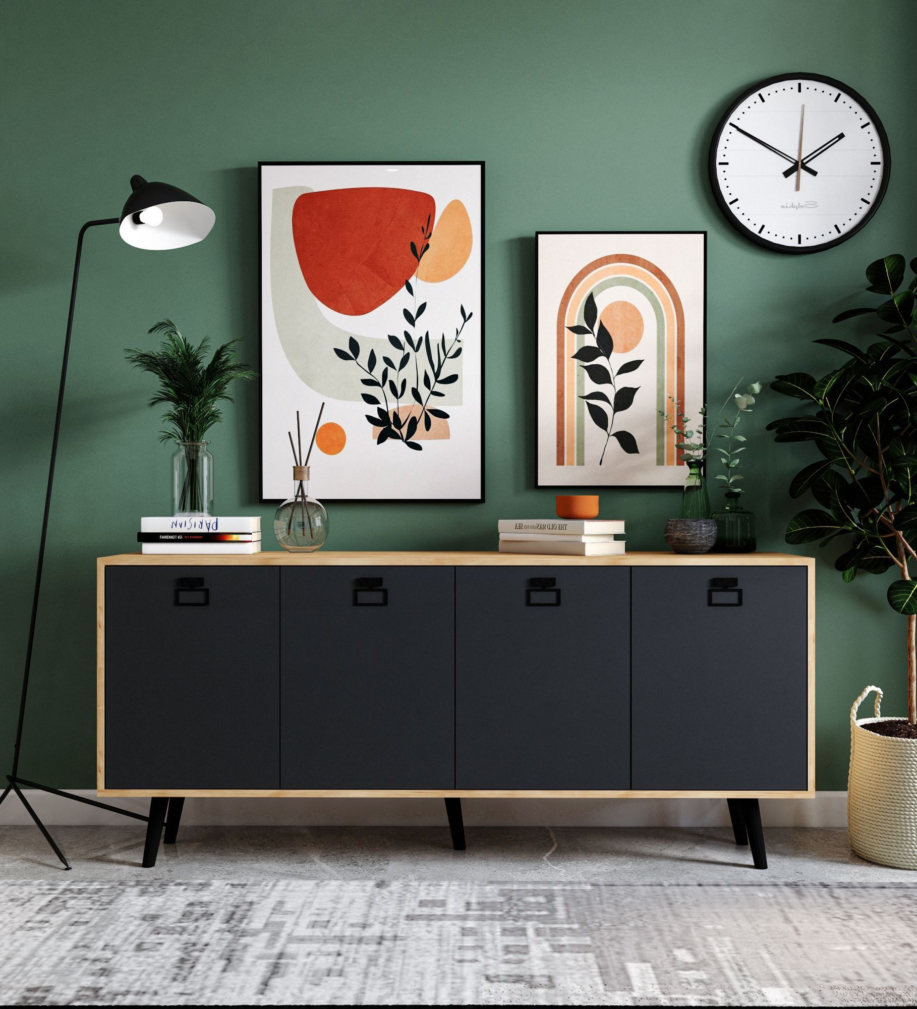 Consolă Hanah Home, PAL melaminat, 180 x 45 x 80 cm, sapphire stejar/antracit, 469ORN1503 — imaginea 3