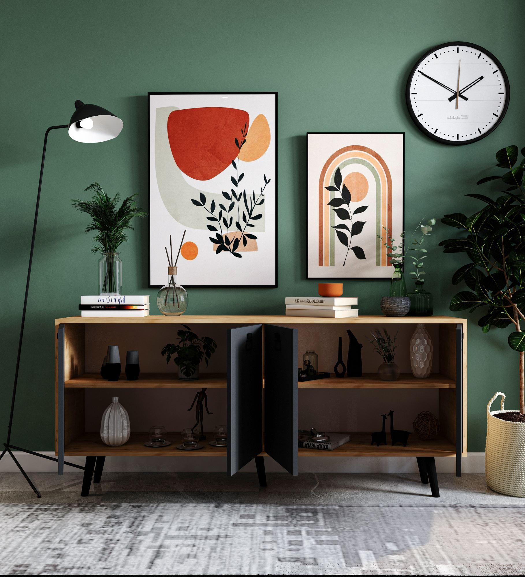 Consolă Hanah Home, PAL melaminat, 180 x 45 x 80 cm, sapphire stejar/antracit, 469ORN1503 — imaginea 6