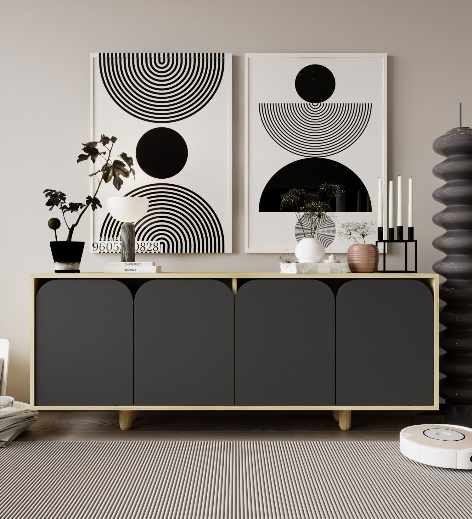 Consolă Hanah Home, PAL melaminat, 180 x 45 x 75 cm, sapphire stejar/antracit, 469ORN1513 — imaginea 2