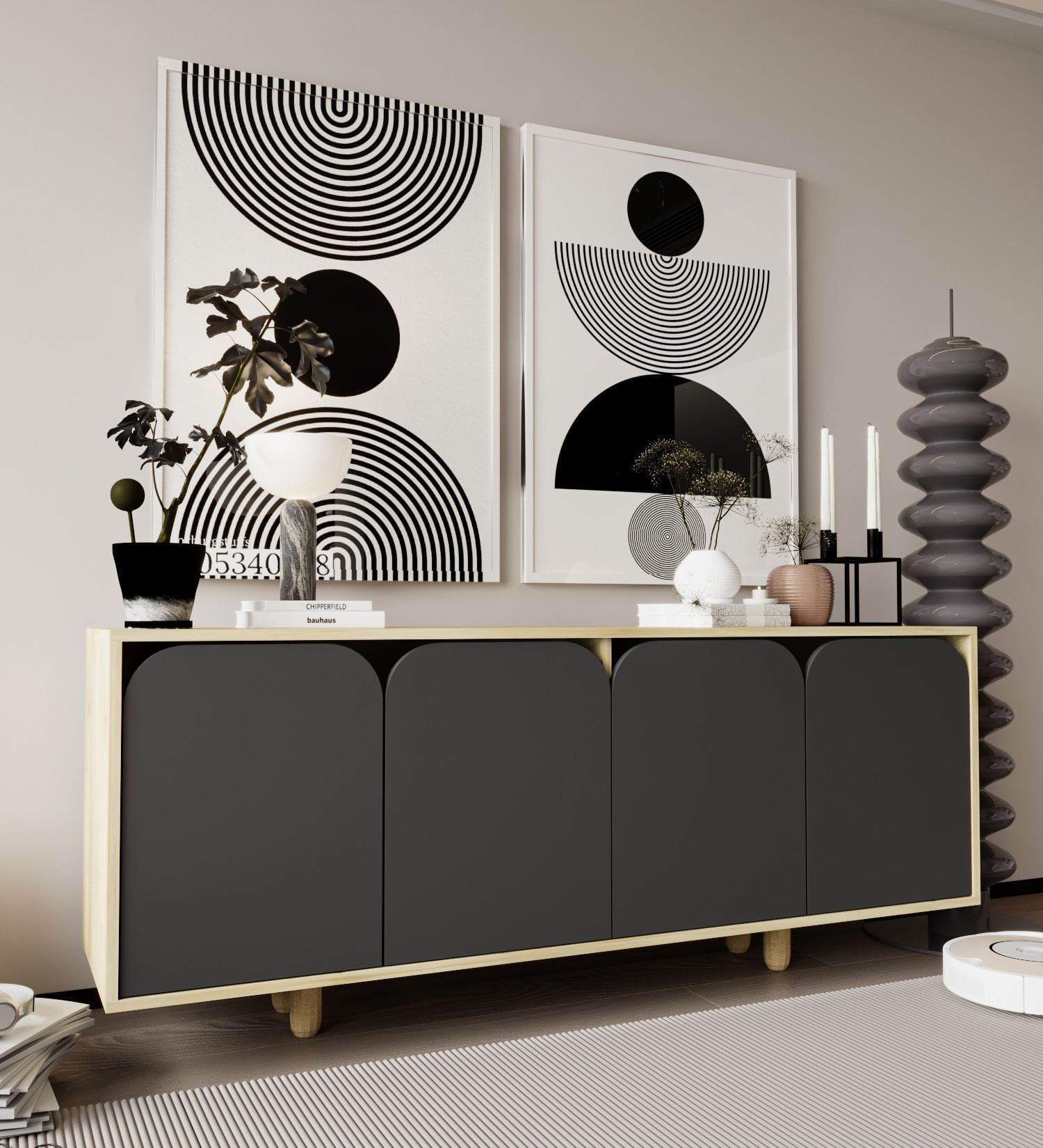 Consolă Hanah Home, PAL melaminat, 180 x 45 x 75 cm, sapphire stejar/antracit, 469ORN1513 — imaginea 3
