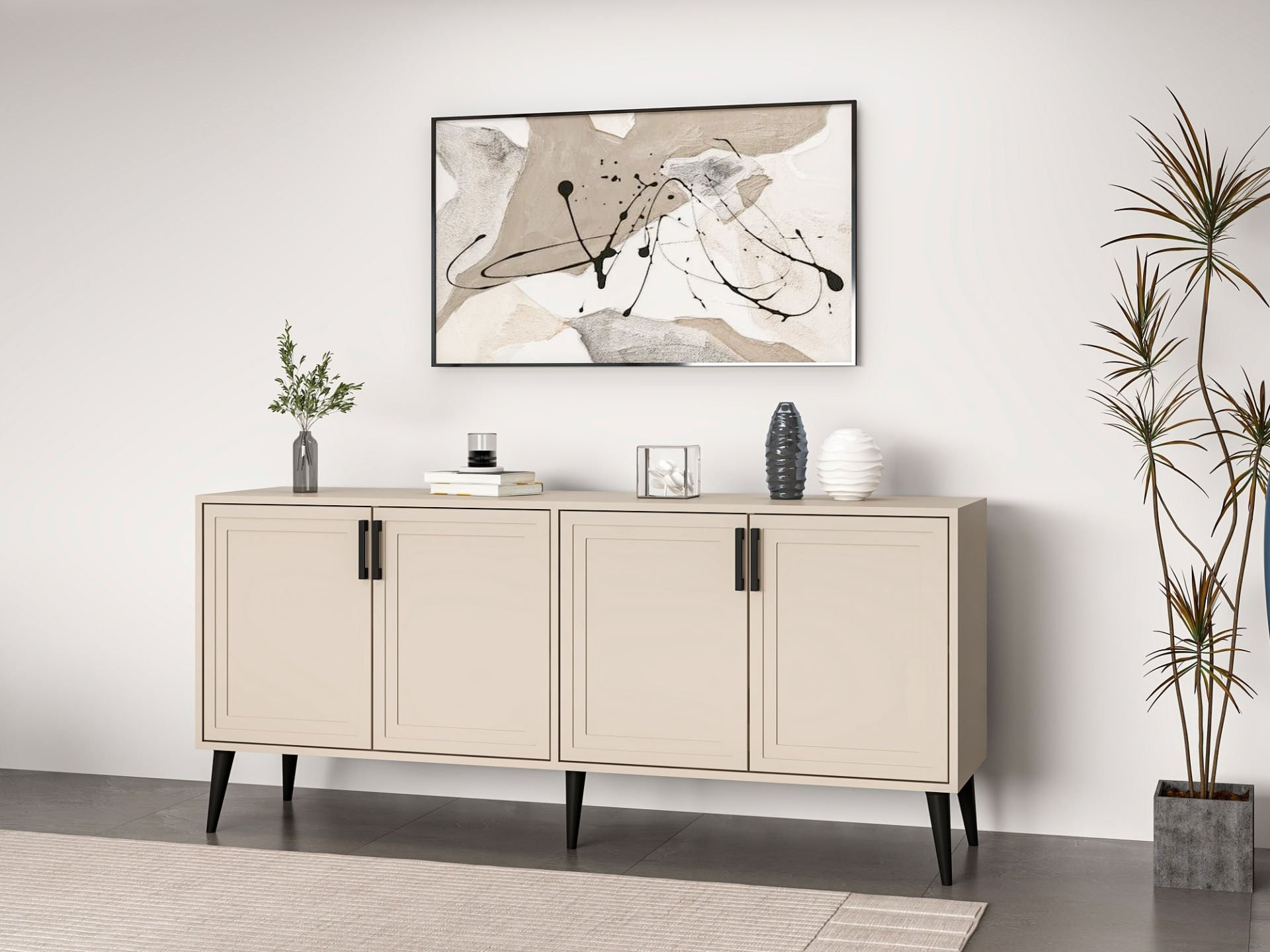 Consolă Hanah Home, PAL melaminat, 180 x 45 x 81 cm, bej nisipiu, 506MNR1322 — imaginea 2