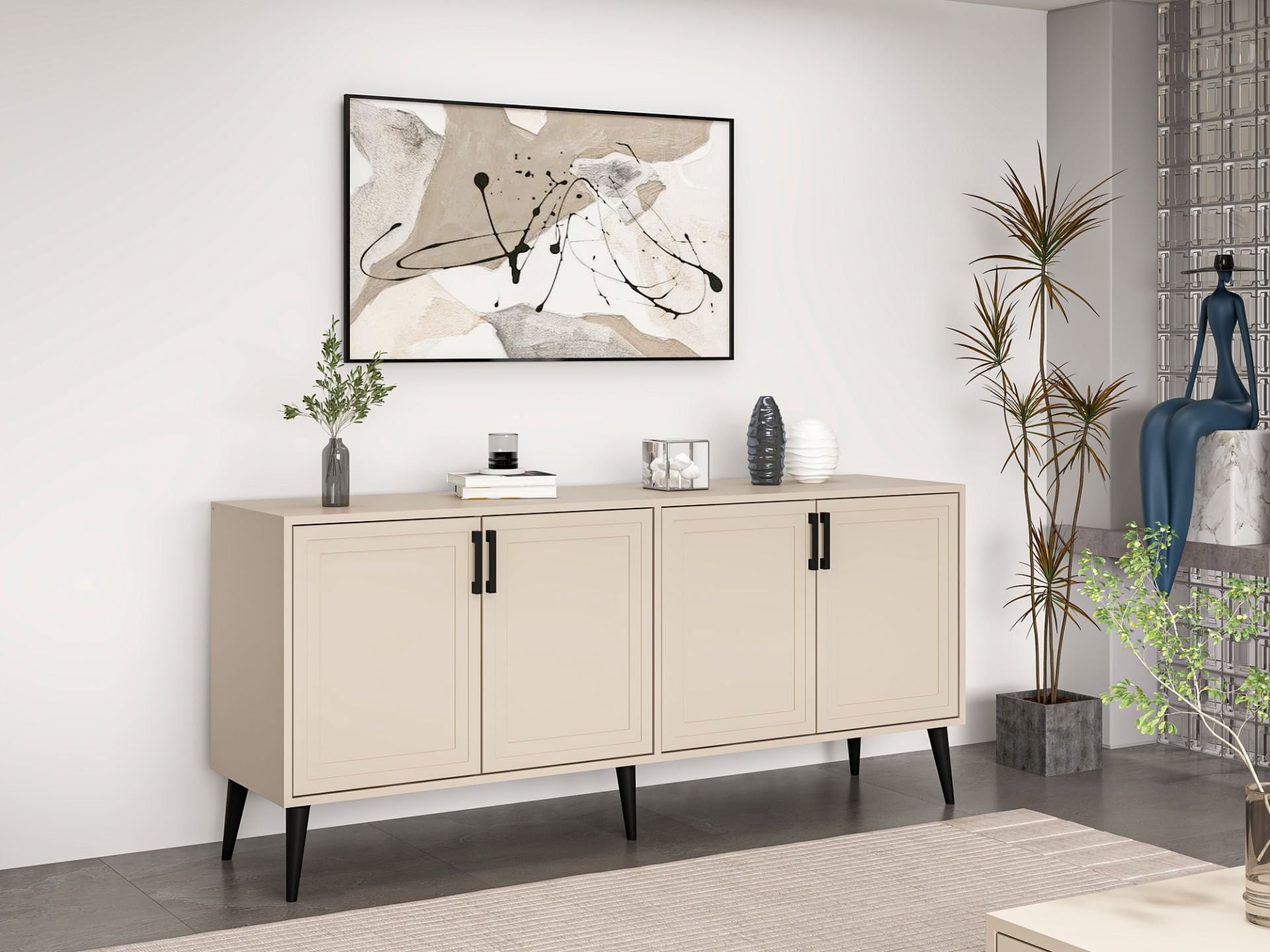 Consolă Hanah Home, PAL melaminat, 180 x 45 x 81 cm, bej nisipiu, 506MNR1322 — imaginea 5