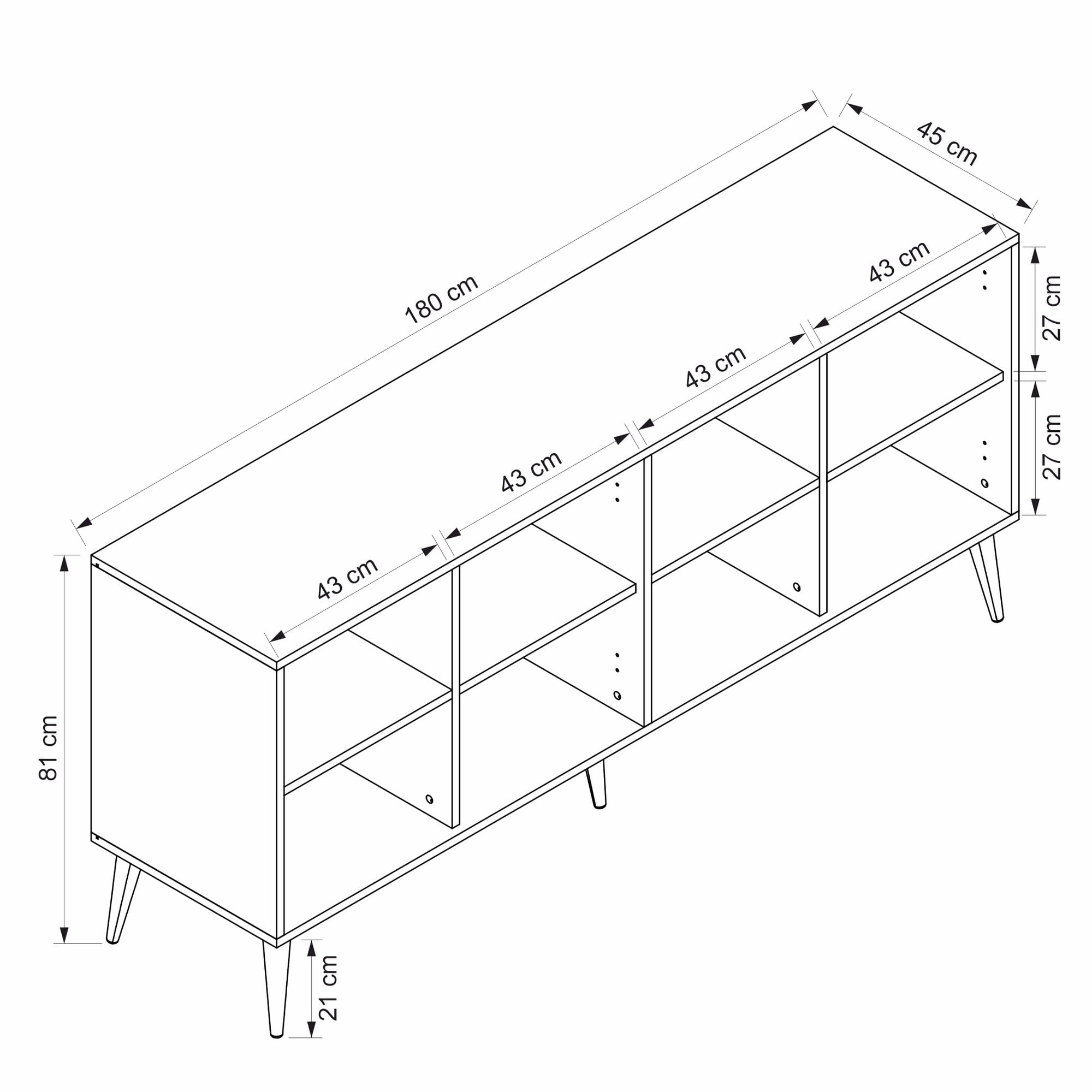 Consolă Hanah Home, PAL melaminat, 180 x 45 x 81 cm, bej nisipiu, 506MNR1322 — imaginea 8