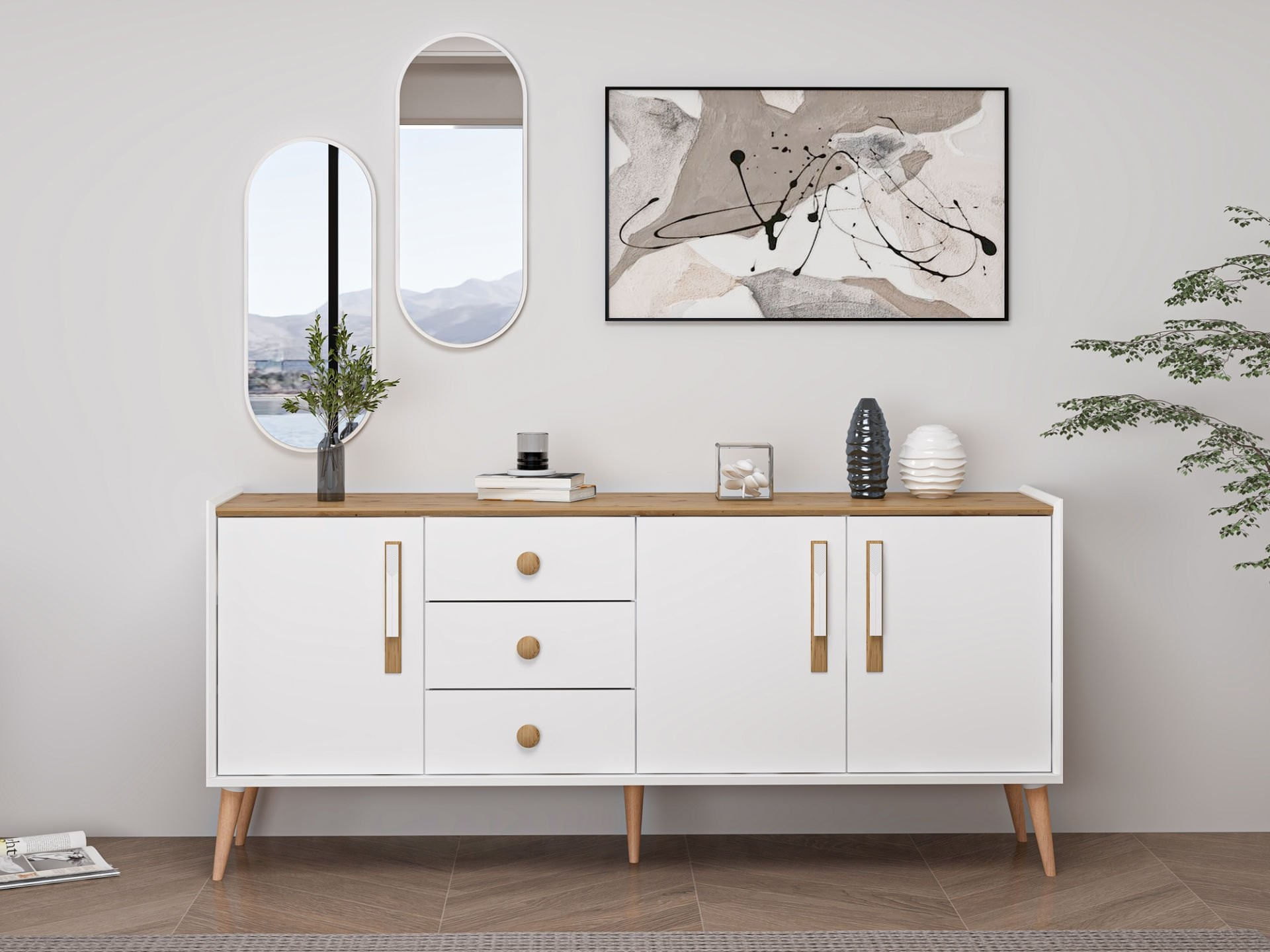 Consolă Hanah Home, PAL melaminat, 180 x 45 x 80 cm, alb, 506MNR1328 — imaginea 2