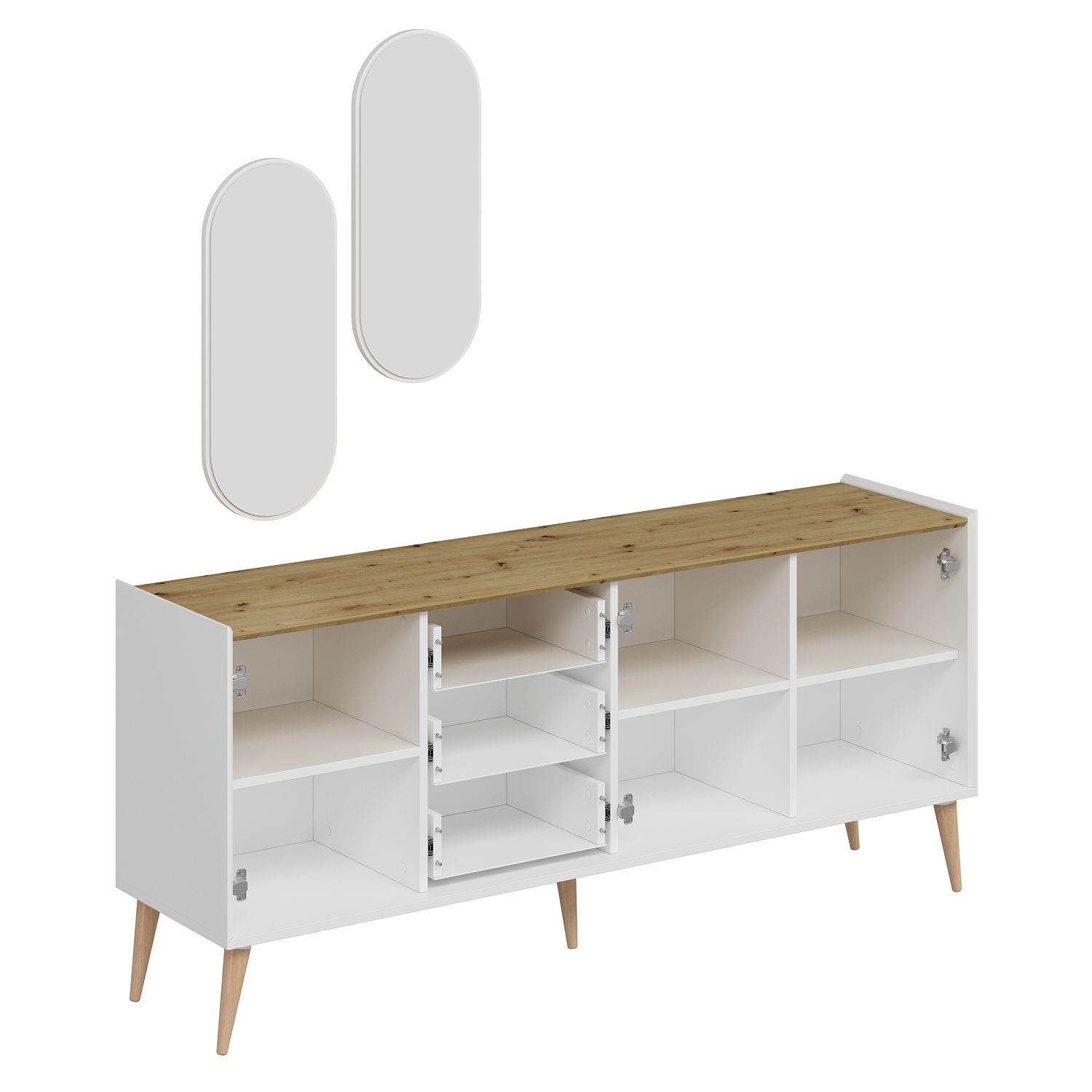Consolă Hanah Home, PAL melaminat, 180 x 45 x 80 cm, alb, 506MNR1328 — imaginea 3