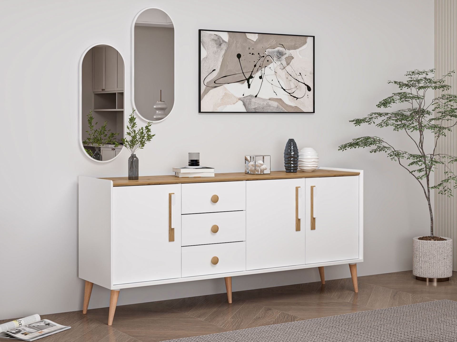 Consolă Hanah Home, PAL melaminat, 180 x 45 x 80 cm, alb, 506MNR1328 — imaginea 4
