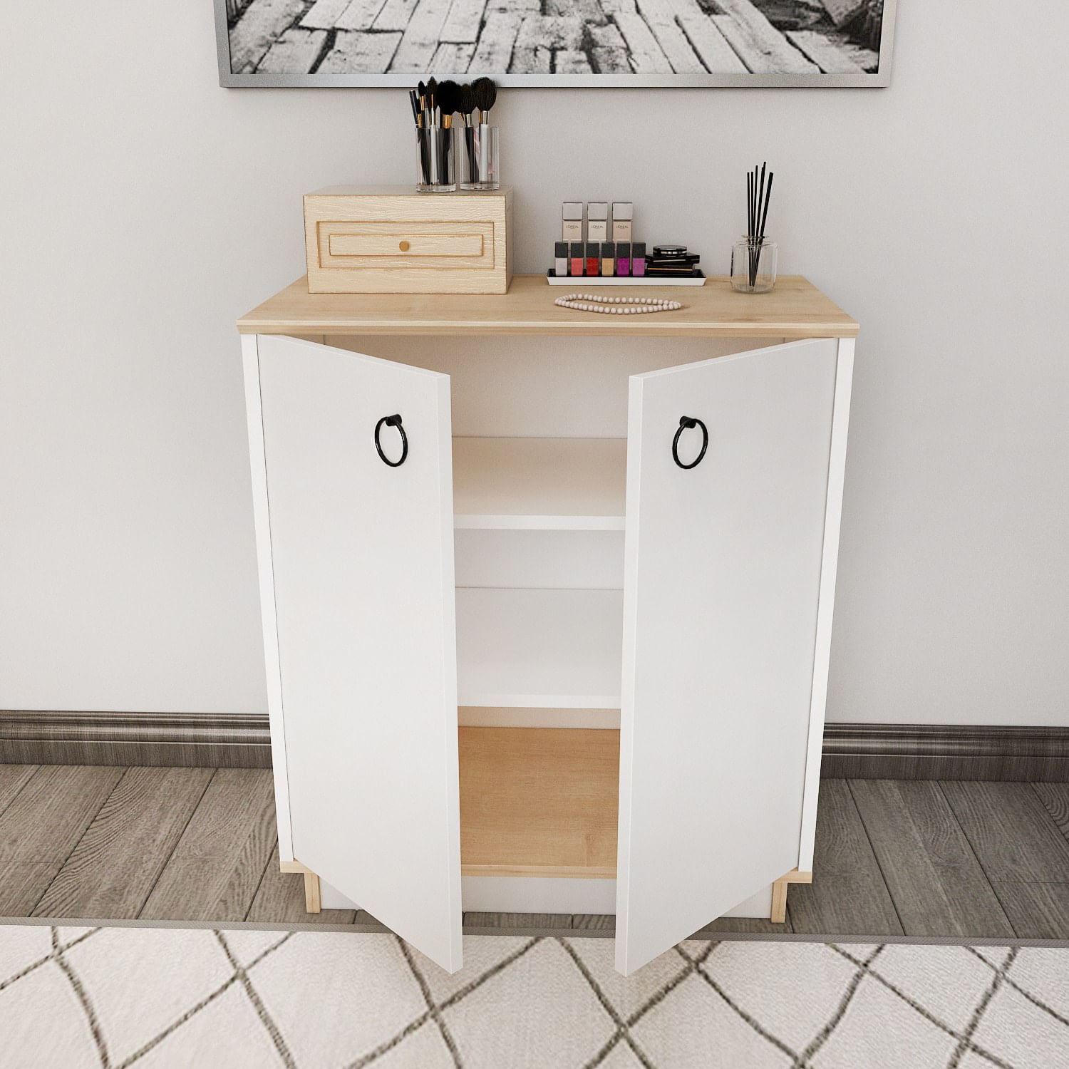 Consolă Hanah Home, PAL melaminat, 72 x 42 x 83.1 cm, alb/stejar, 875ZNA4553 — imaginea 4