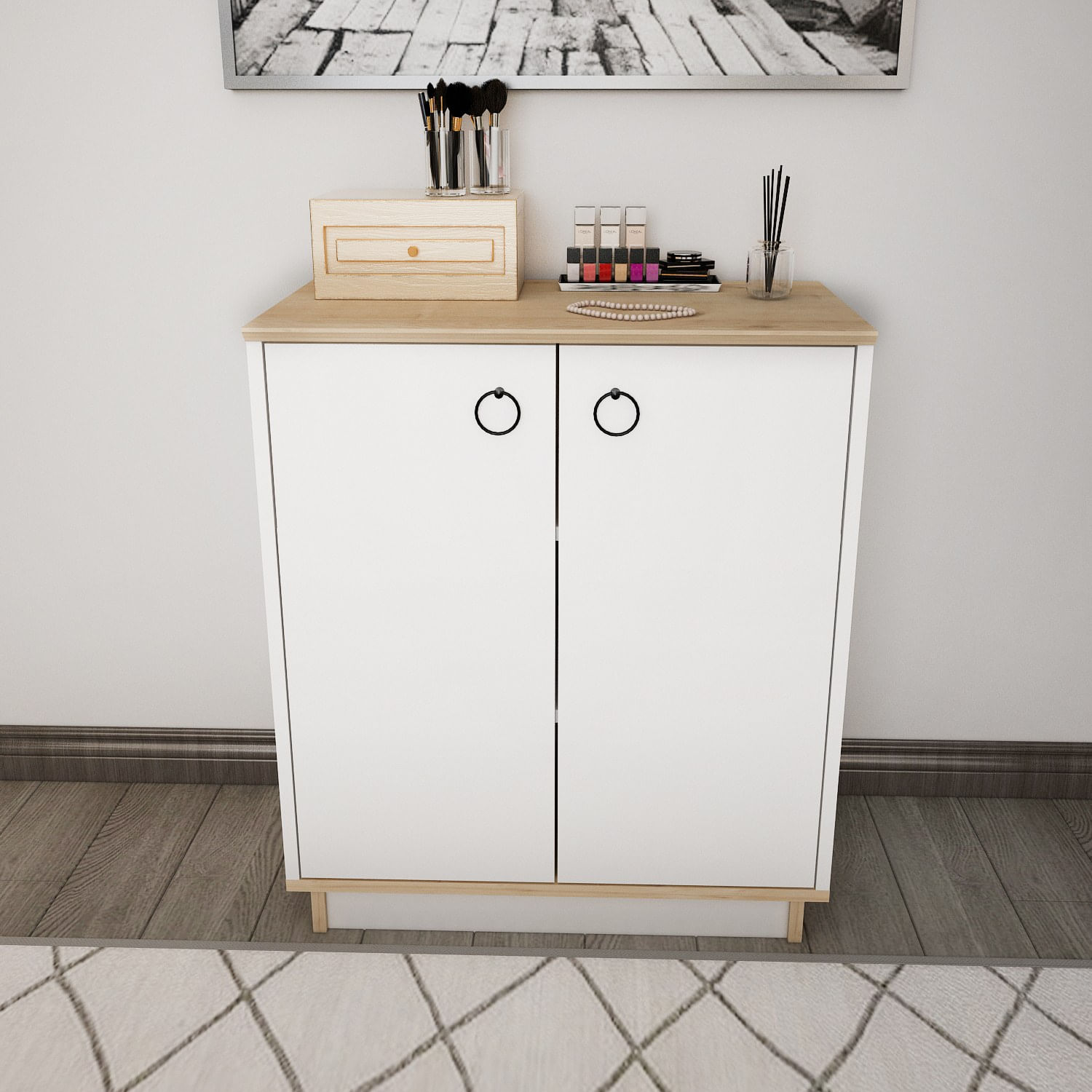 Consolă Hanah Home, PAL melaminat, 72 x 42 x 83.1 cm, alb/stejar, 875ZNA4553 — imaginea 5