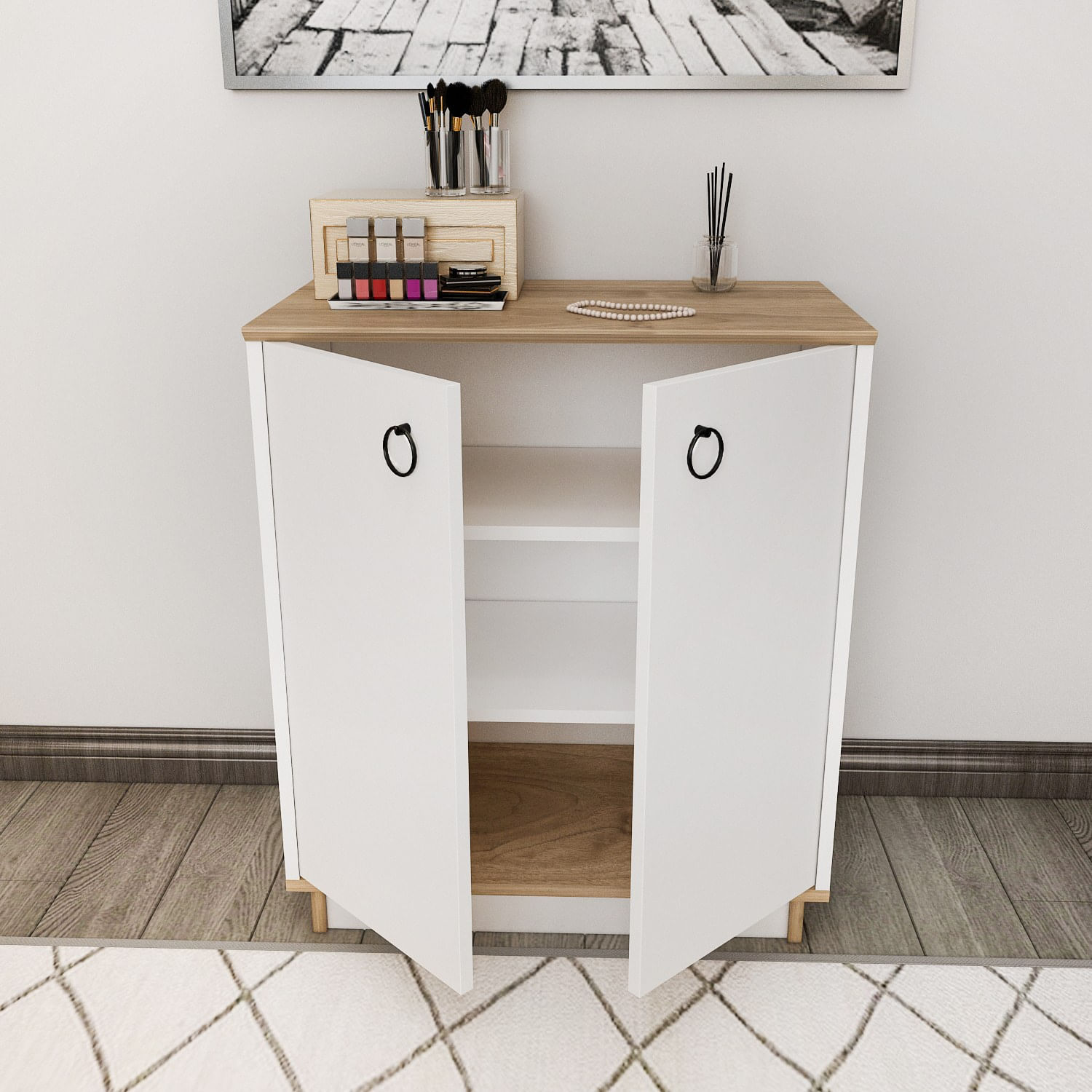 Consolă Hanah Home, PAL melaminat, 72 x 42 x 83.1 cm, alb/nuc, 875ZNA4552 — imaginea 3