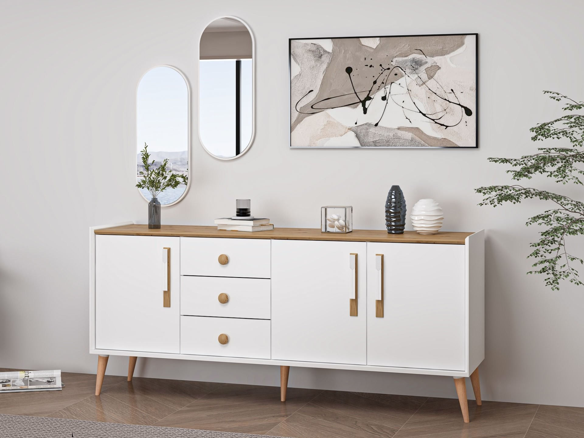 Consolă Hanah Home, PAL melaminat, 180 x 45 x 80 cm, alb, 506MNR1328 — imaginea 7
