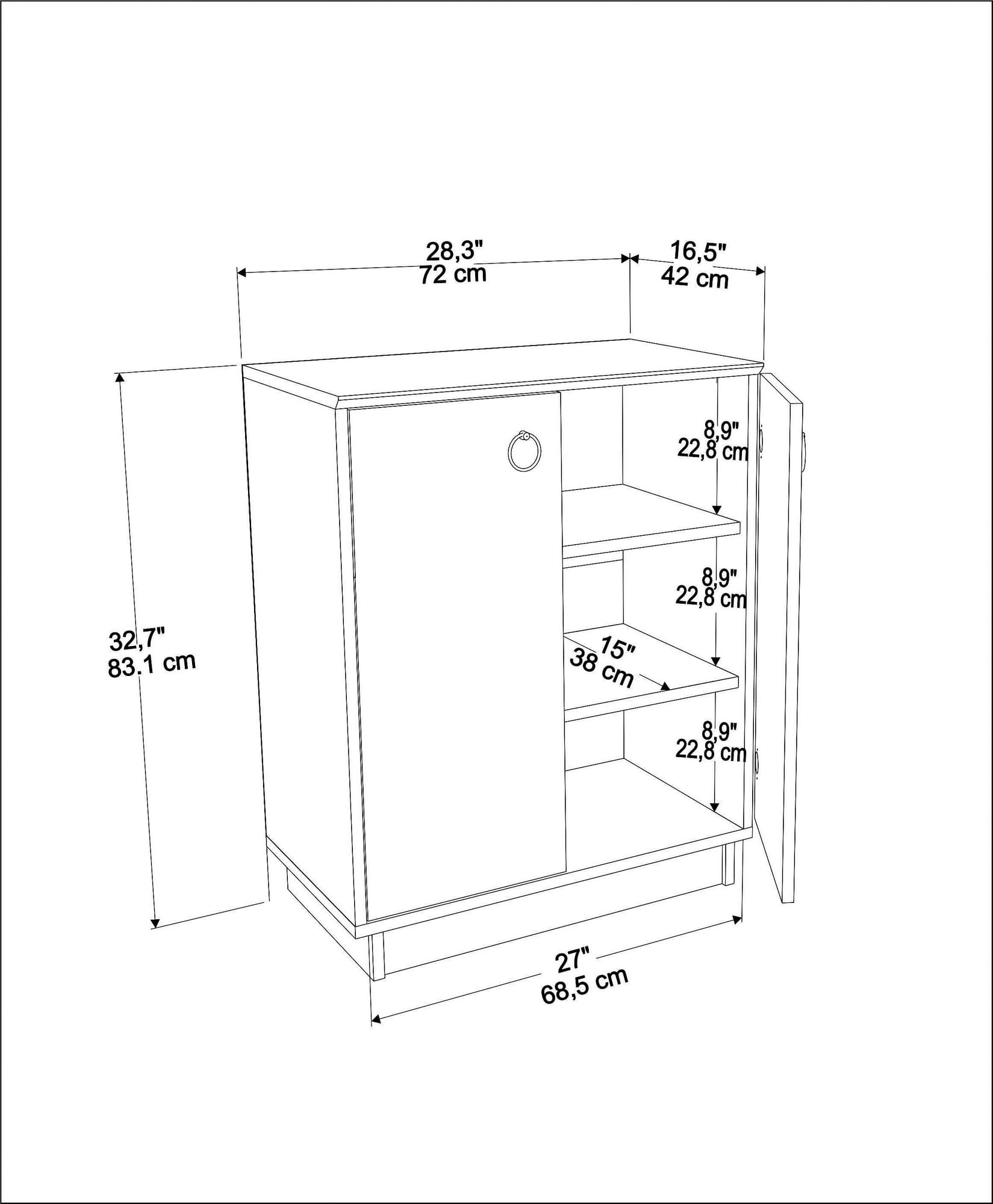 Consolă Hanah Home, PAL melaminat, 72 x 42 x 83.1 cm, alb/nuc, 875ZNA4552 — imaginea 8
