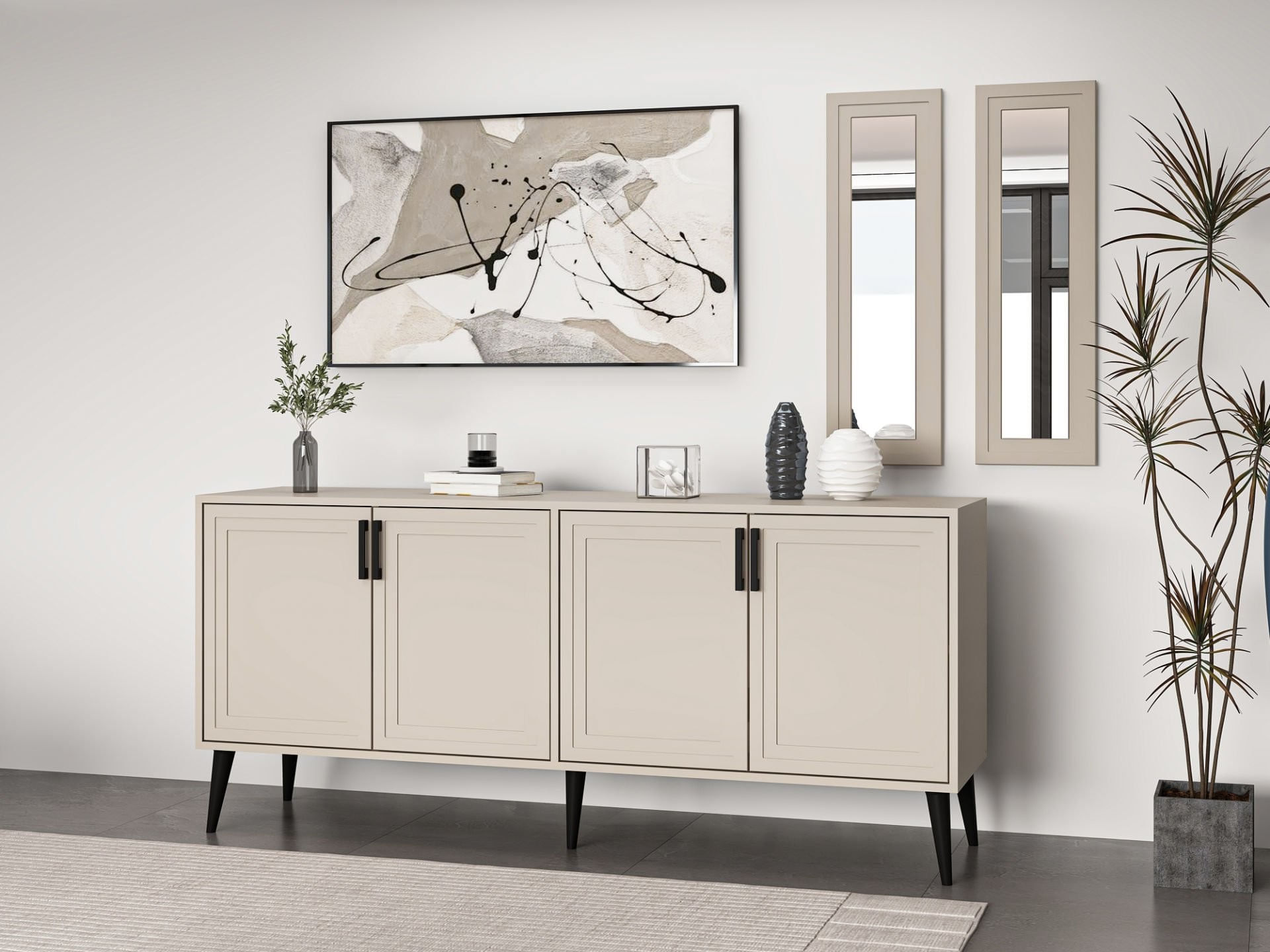 Consolă Hanah Home, PAL melaminat, 180 x 45 x 81 cm, bej nisipiu, 506MNR1327 — imaginea 3