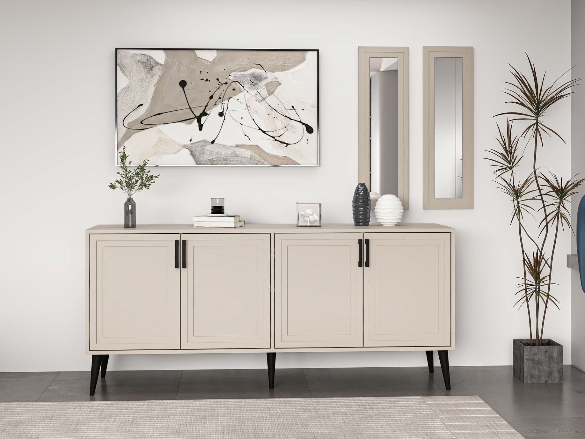 Consolă Hanah Home, PAL melaminat, 180 x 45 x 81 cm, bej nisipiu, 506MNR1327 — imaginea 4