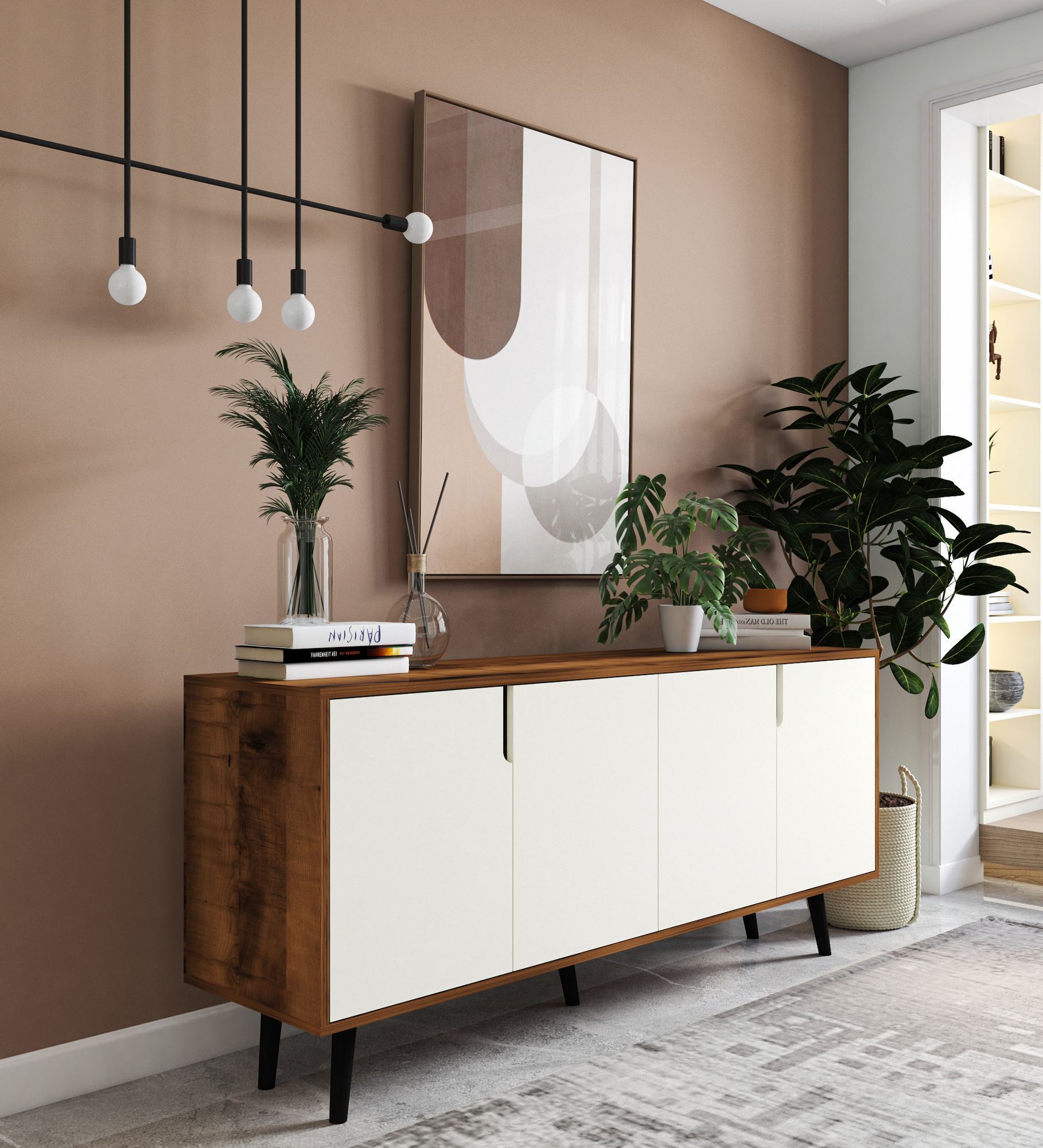 Consolă Hanah Home, PAL melaminat, 180 x 45 x 80 cm, nuc/alb, 469ORN1502 — imaginea 4