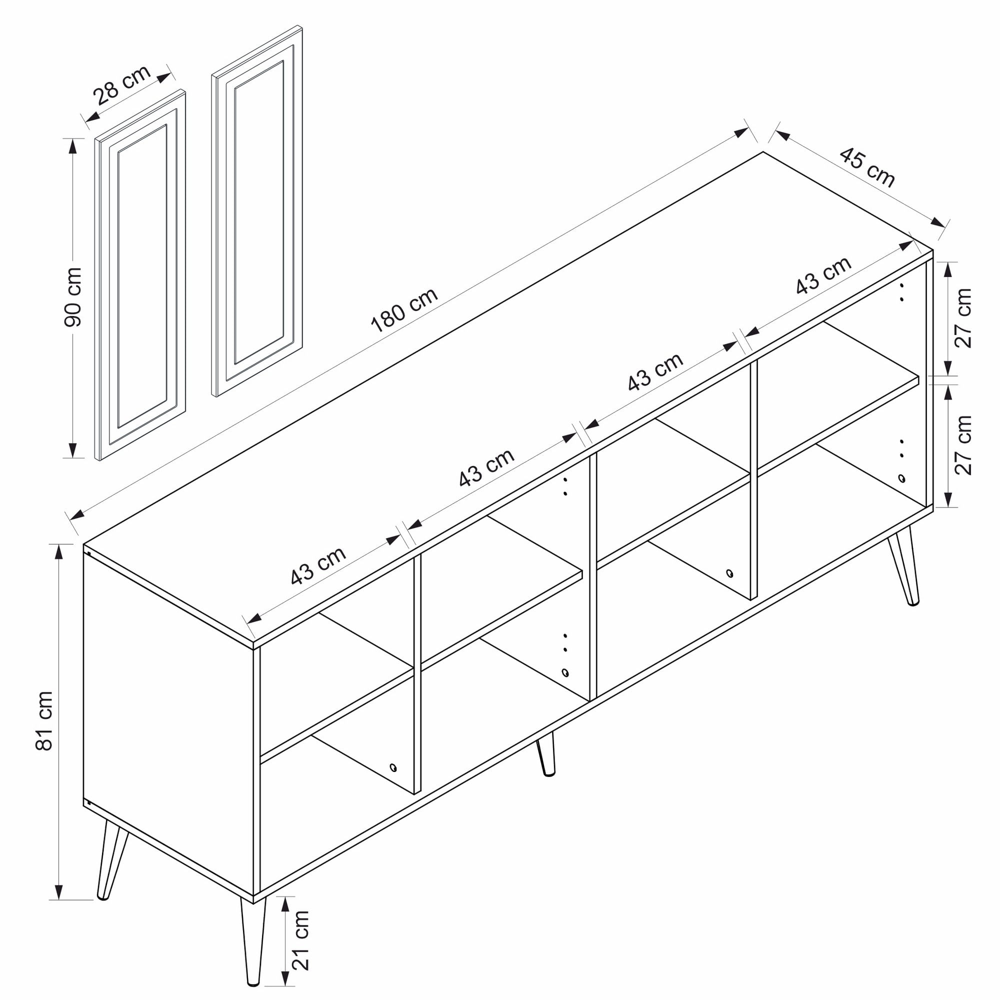 Consolă Hanah Home, PAL melaminat, 180 x 45 x 81 cm, bej nisipiu, 506MNR1327 — imaginea 8