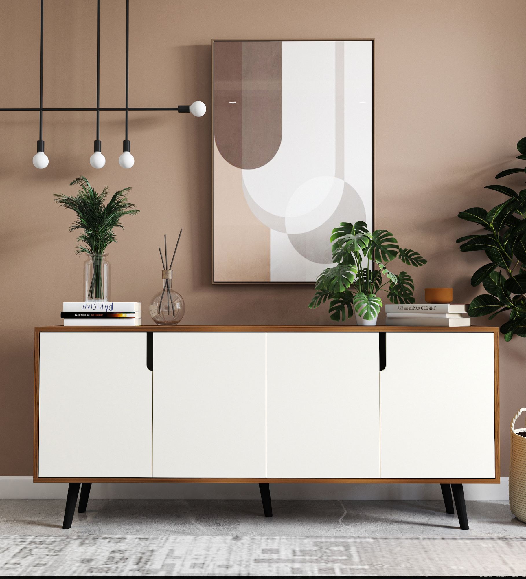 Consolă Hanah Home, PAL melaminat, 180 x 45 x 80 cm, nuc/alb, 469ORN1502 — imaginea 5