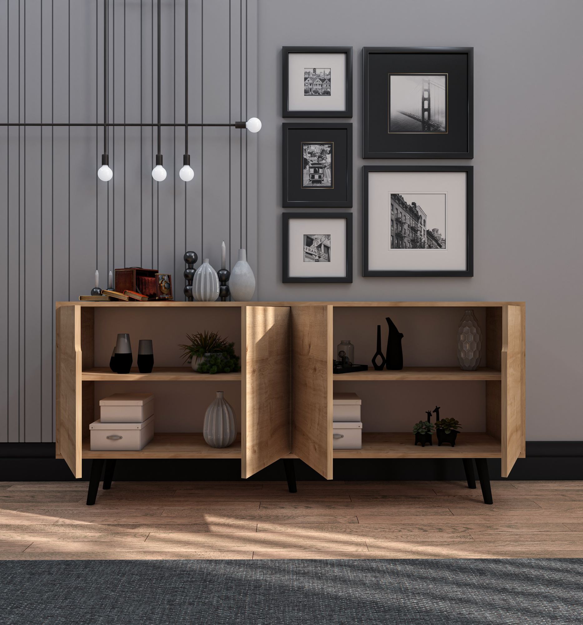 Consolă Hanah Home, PAL melaminat, 180 x 45 x 80 cm, sapphire stejar, 469ORN1506 — imaginea 3