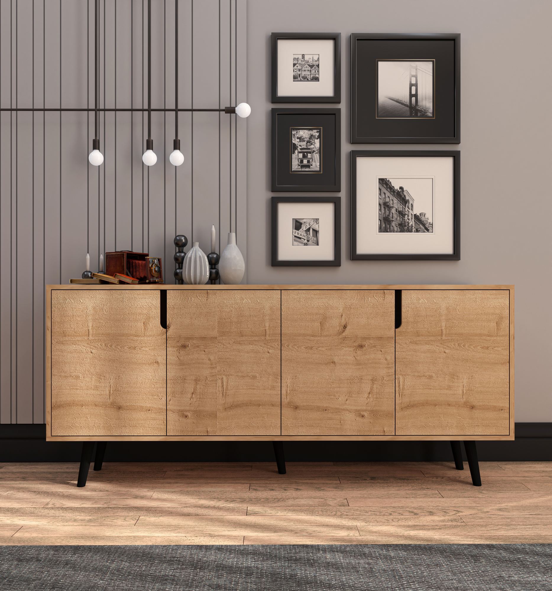 Consolă Hanah Home, PAL melaminat, 180 x 45 x 80 cm, sapphire stejar, 469ORN1506 — imaginea 4