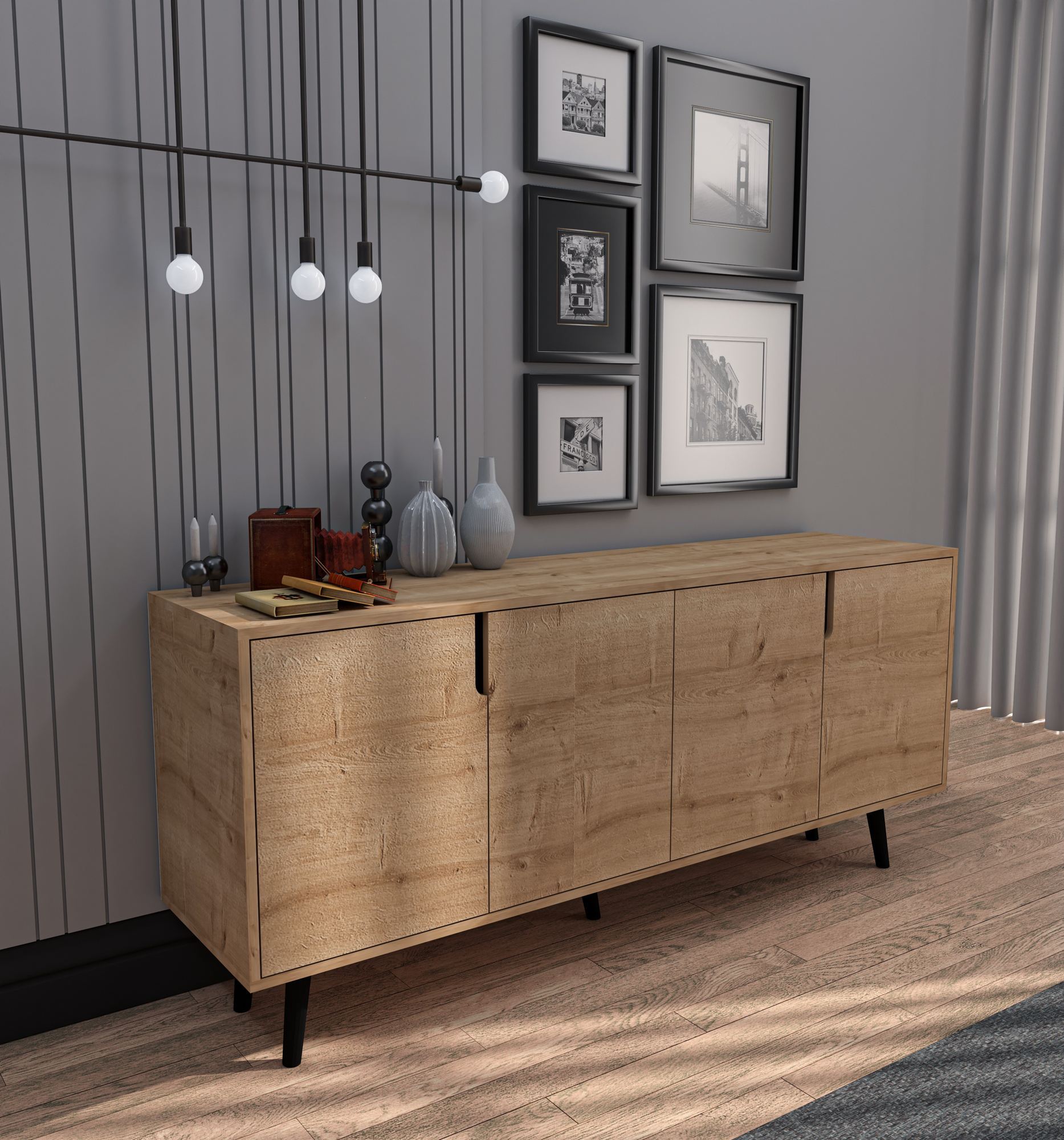 Consolă Hanah Home, PAL melaminat, 180 x 45 x 80 cm, sapphire stejar, 469ORN1506 — imaginea 5