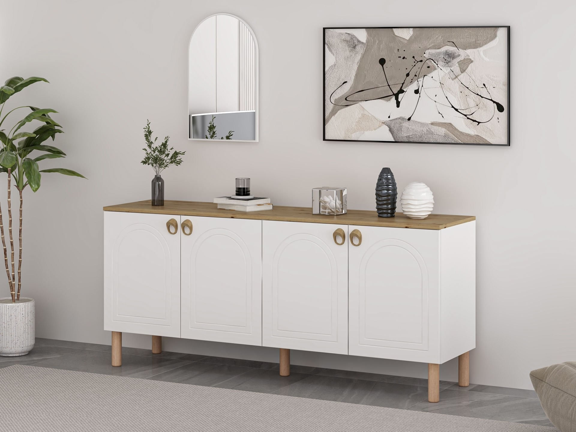 Consolă Hanah Home, PAL melaminat, 180 x 45 x 81 cm, alb, 506MNR1326 — imaginea 5
