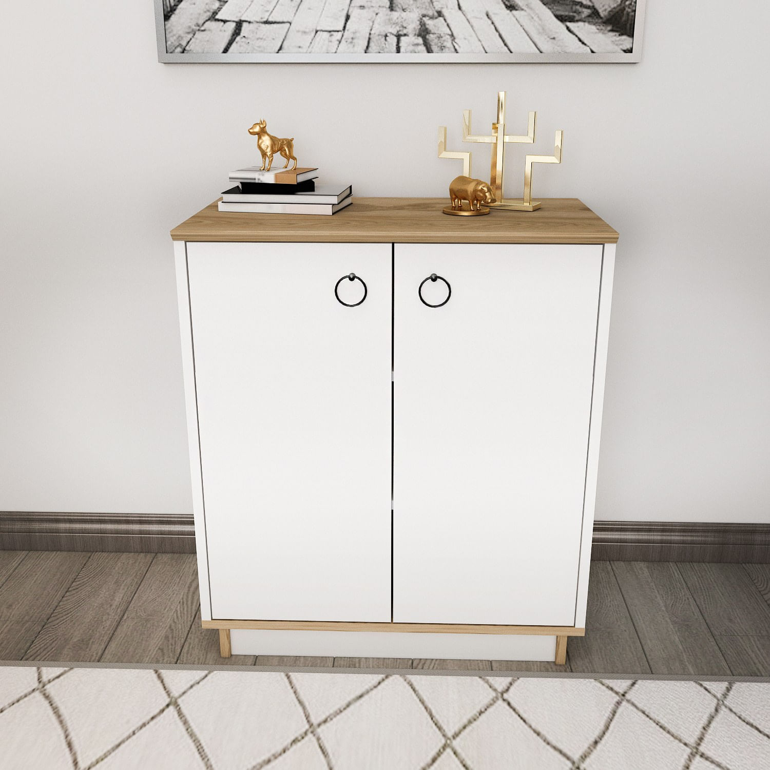 Consolă Hanah Home, PAL melaminat, 72 x 42 x 83.1 cm, alb/stejar, 875ZNA4554 — imaginea 5