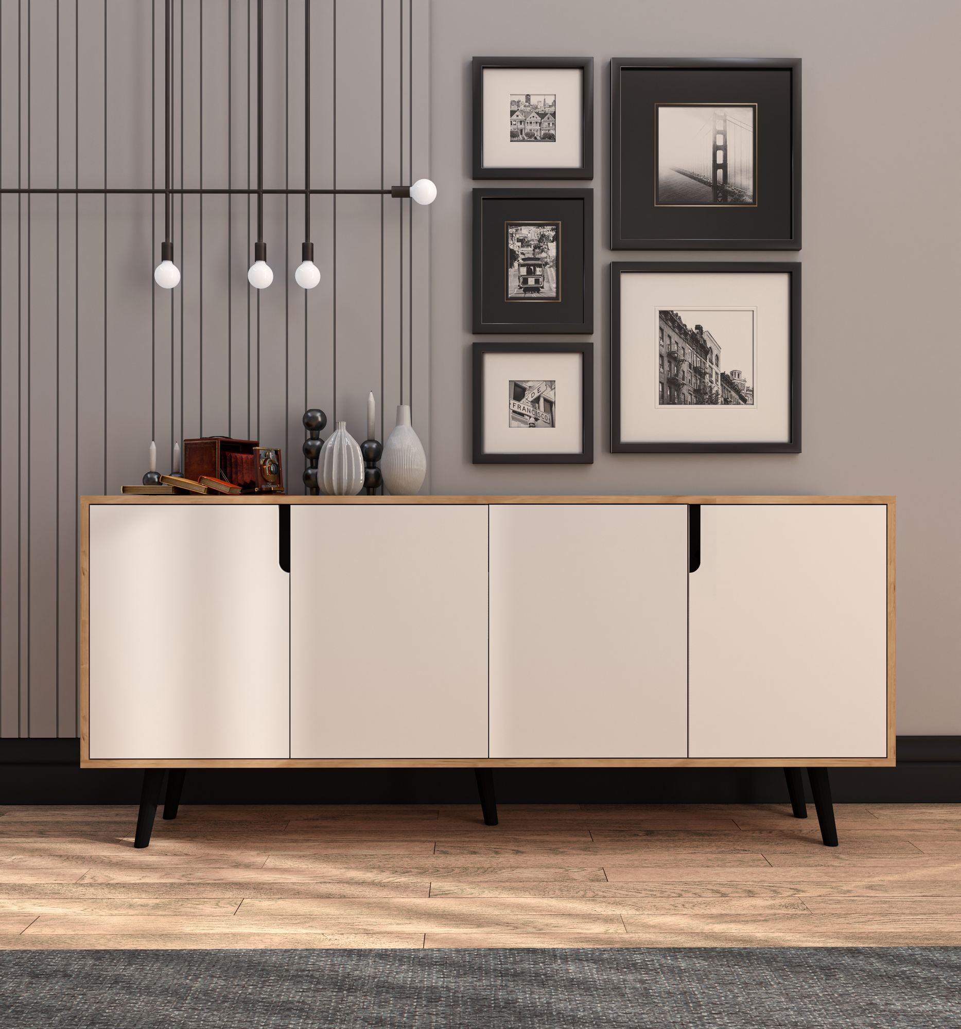Consolă Hanah Home, PAL melaminat, 180 x 45 x 80 cm, sapphire stejar/alb, 469ORN1507 — imaginea 2