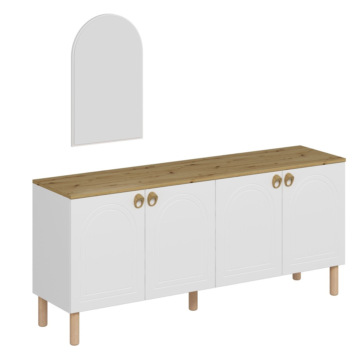Consolă Hanah Home, PAL melaminat, 180 x 45 x 81 cm, alb, 506MNR1326 — imaginea 7
