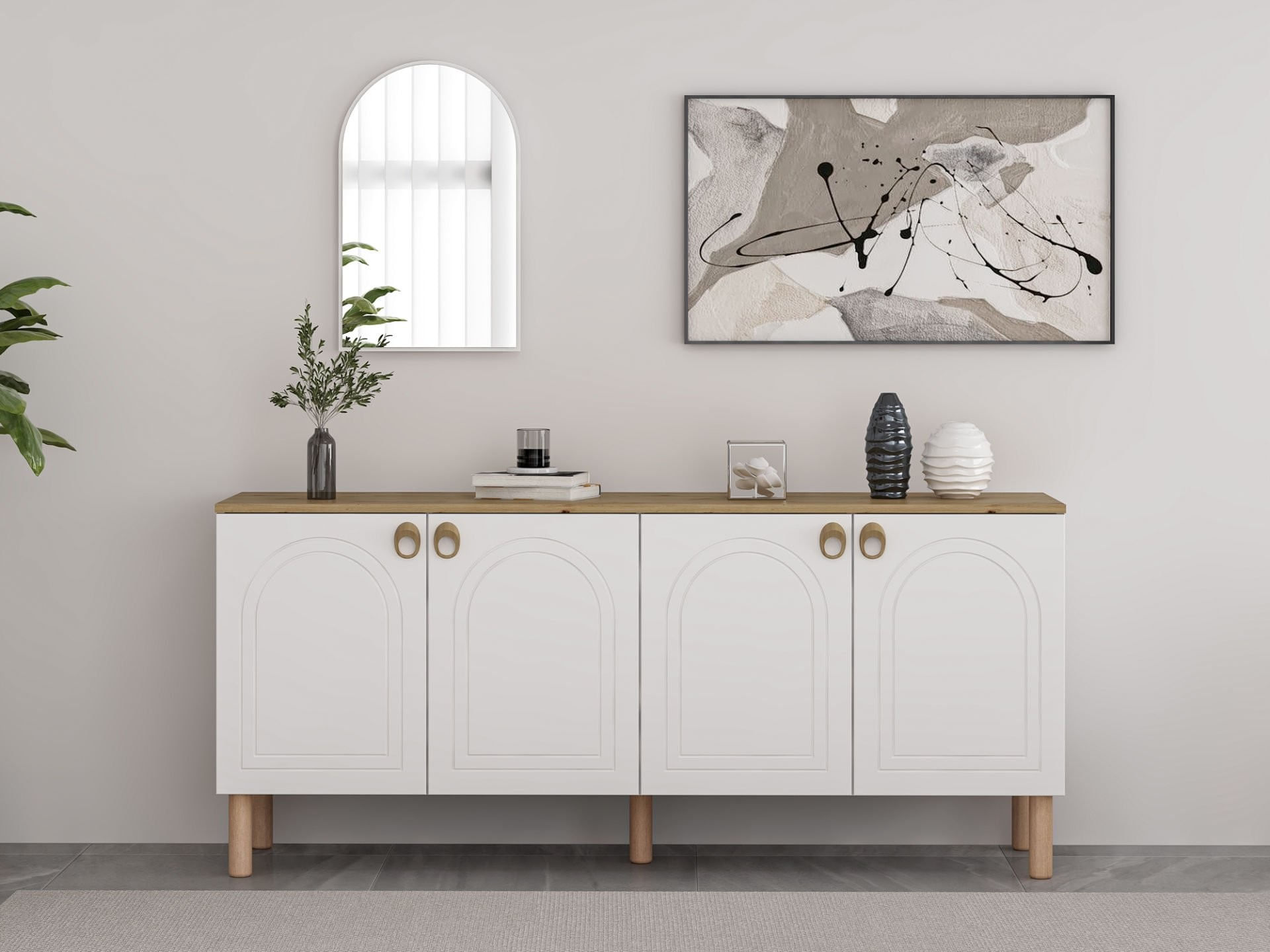 Consolă Hanah Home, PAL melaminat, 180 x 45 x 81 cm, alb, 506MNR1326 — imaginea 8