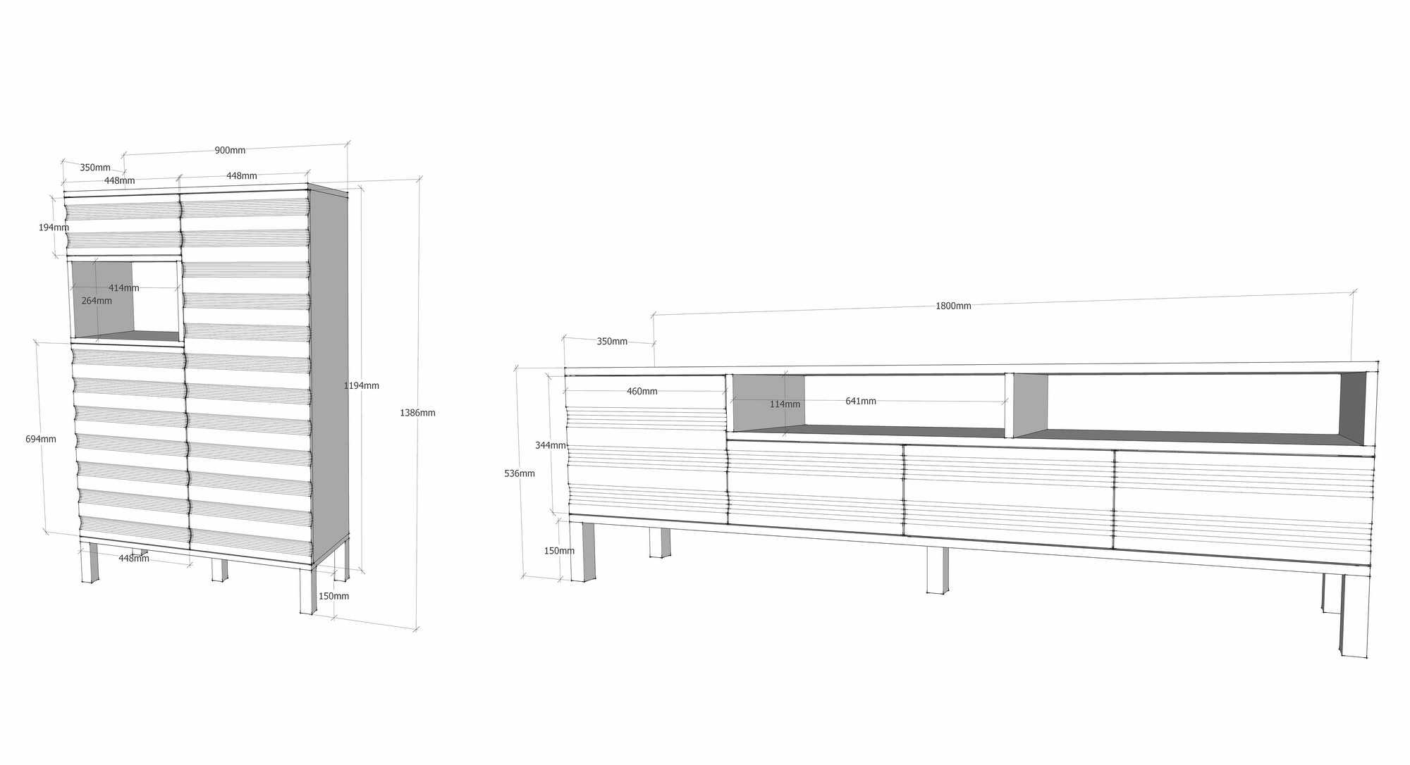 Unitate TV Hanah Home, PAL melaminat, 180 x 35 x 53.6 cm, alb/antracit, 875ZNA3026